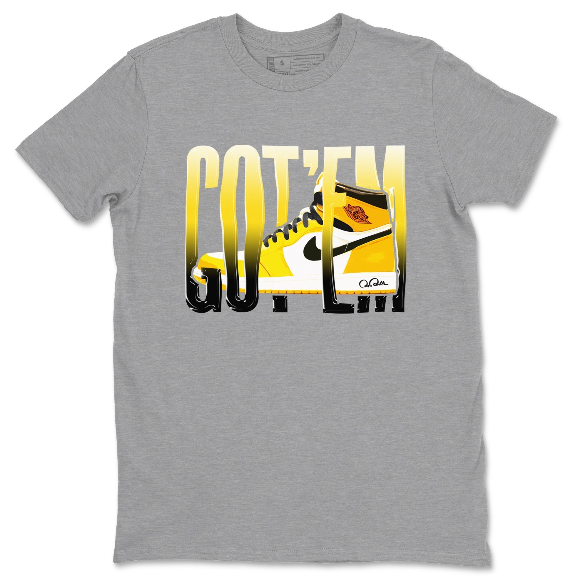 1s Yellow Ochre shirt to match jordans Wiggling Gotem sneaker tees streetwear brand Air Jordan 1 Yellow Ochre Drip Gear Zone Brand unisex cotton Heather Grey 2 crew neck shirt