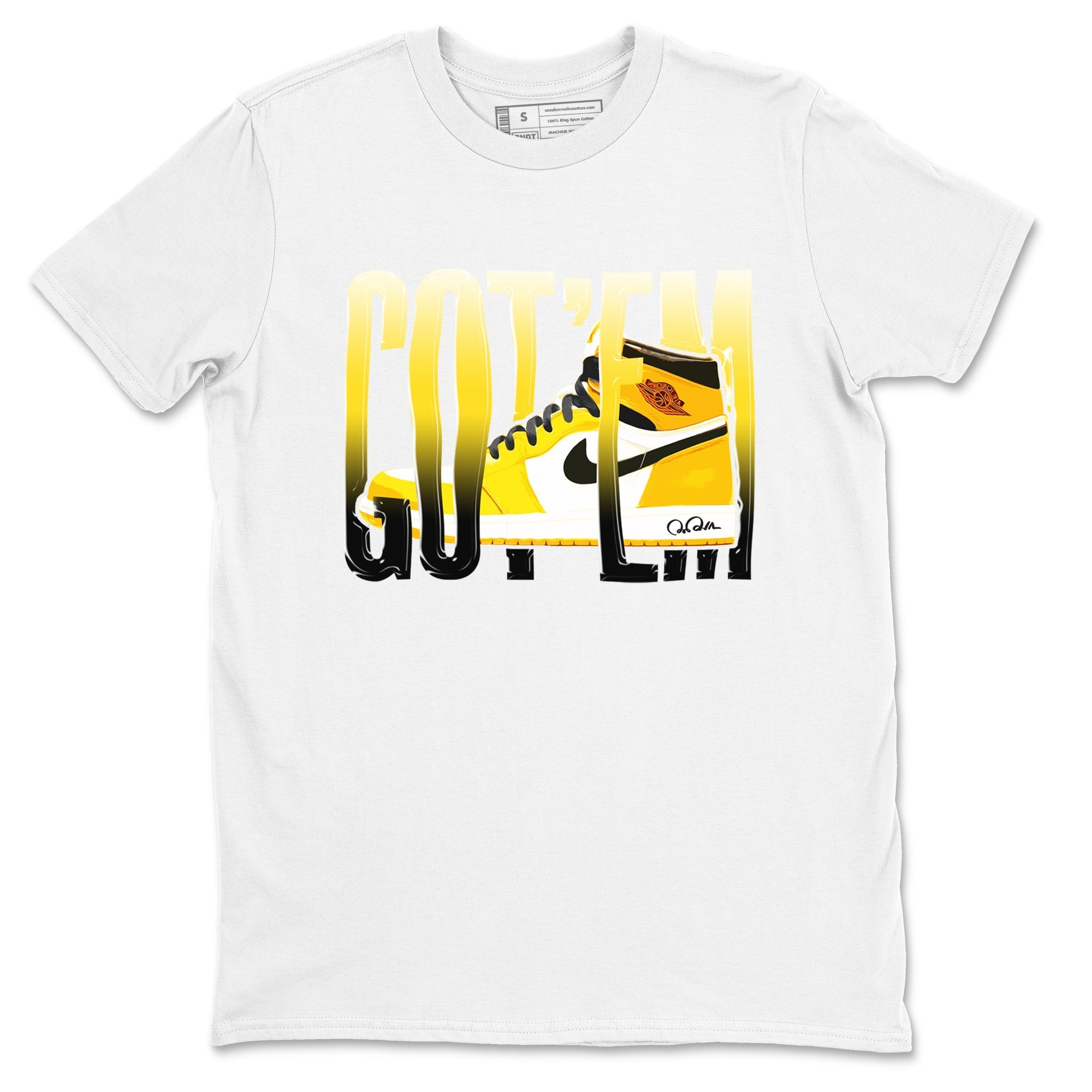 1s Yellow Ochre shirt to match jordans Wiggling Gotem sneaker tees streetwear brand Air Jordan 1 Yellow Ochre Drip Gear Zone Brand unisex cotton White 2 crew neck shirt