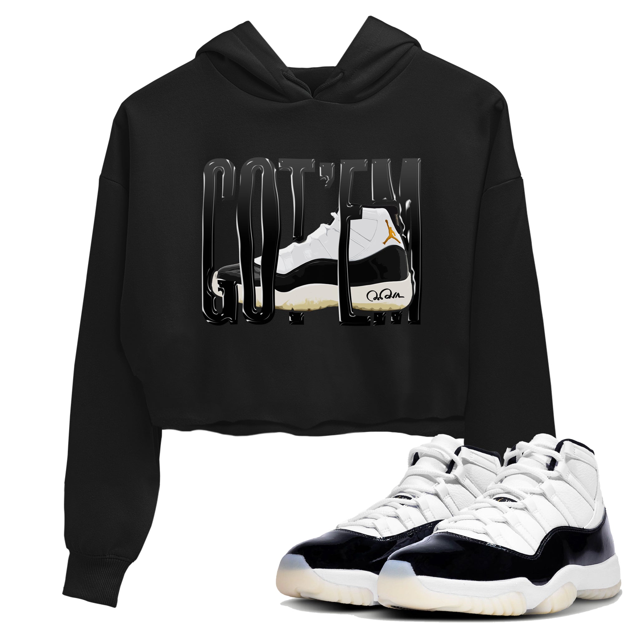 Air Jordan 11 Gratitude shirt to match jordans Wiggling Gotem sneaker tees AJ11 Gratitude Drip Gear Zone Black 1 Crop T-Shirt