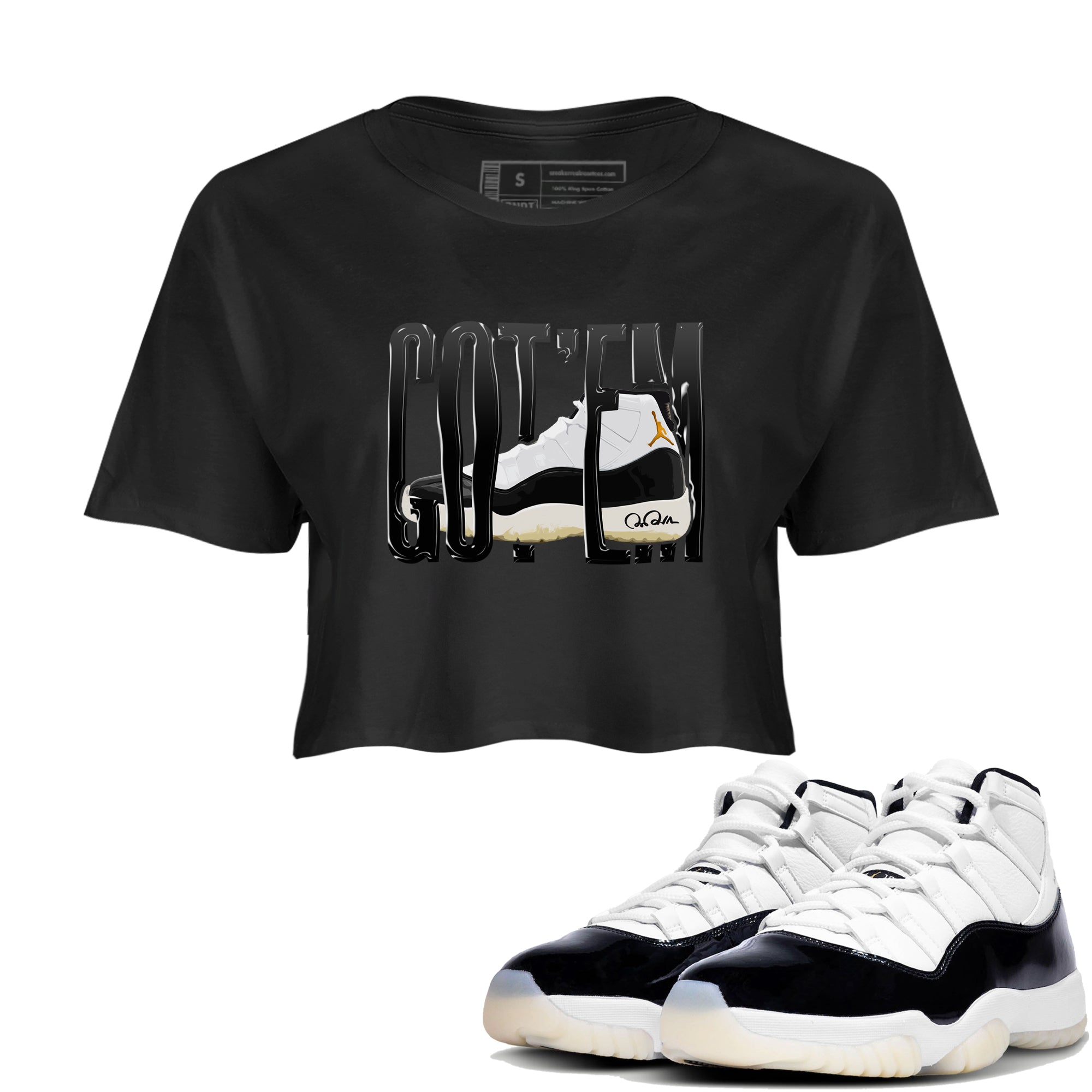 Air Jordan 11 Gratitude shirt to match jordans Wiggling Gotem sneaker tees AJ11 Gratitude Drip Gear Zone Black 1 Crop T-Shirt