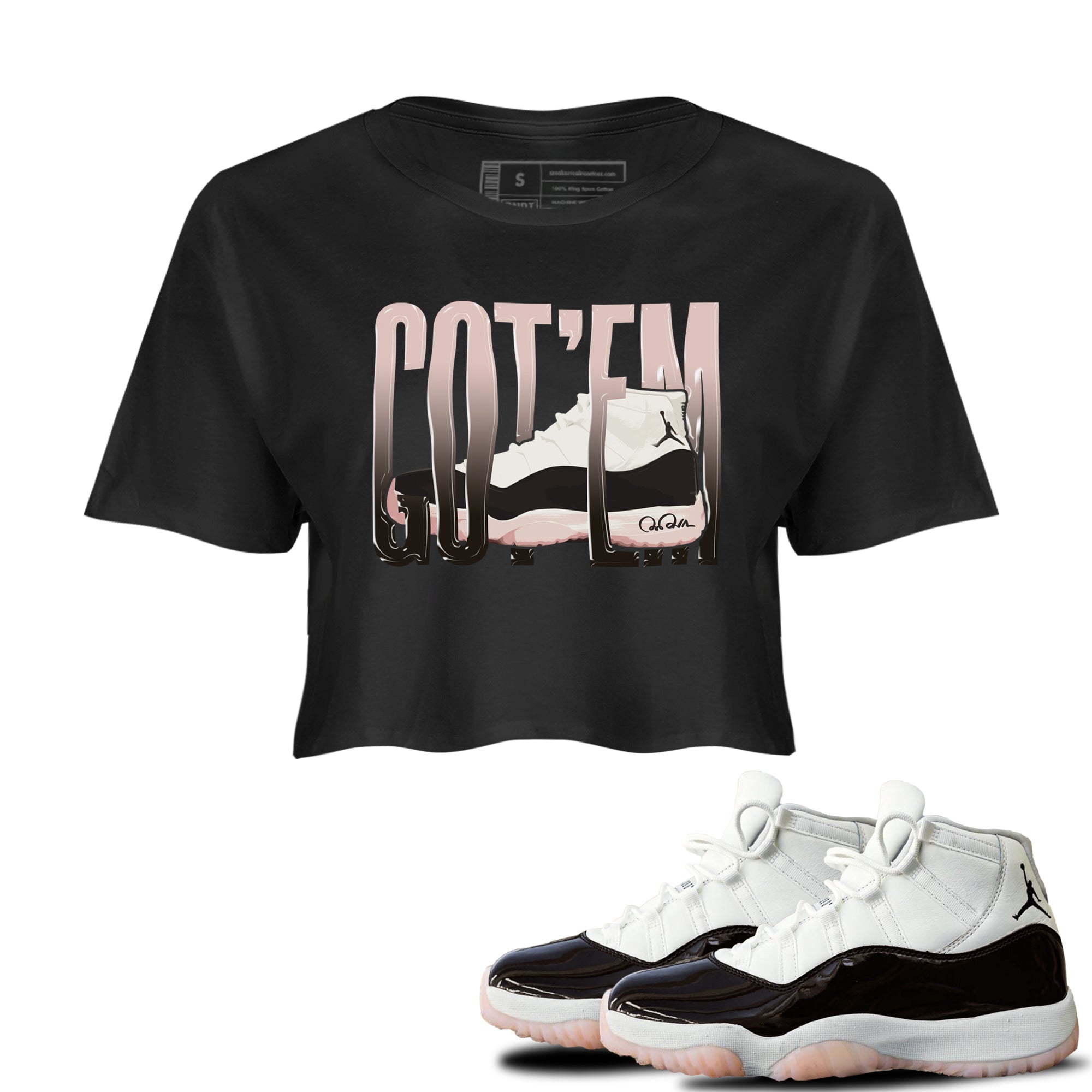 Air Jordan 11 Neapolitan shirt to match jordans Wiggling Gotem sneaker matching t-shirts and clothing AJ11 Neapolitan Drip Gear Zone Black 1 Crop T-Shirt