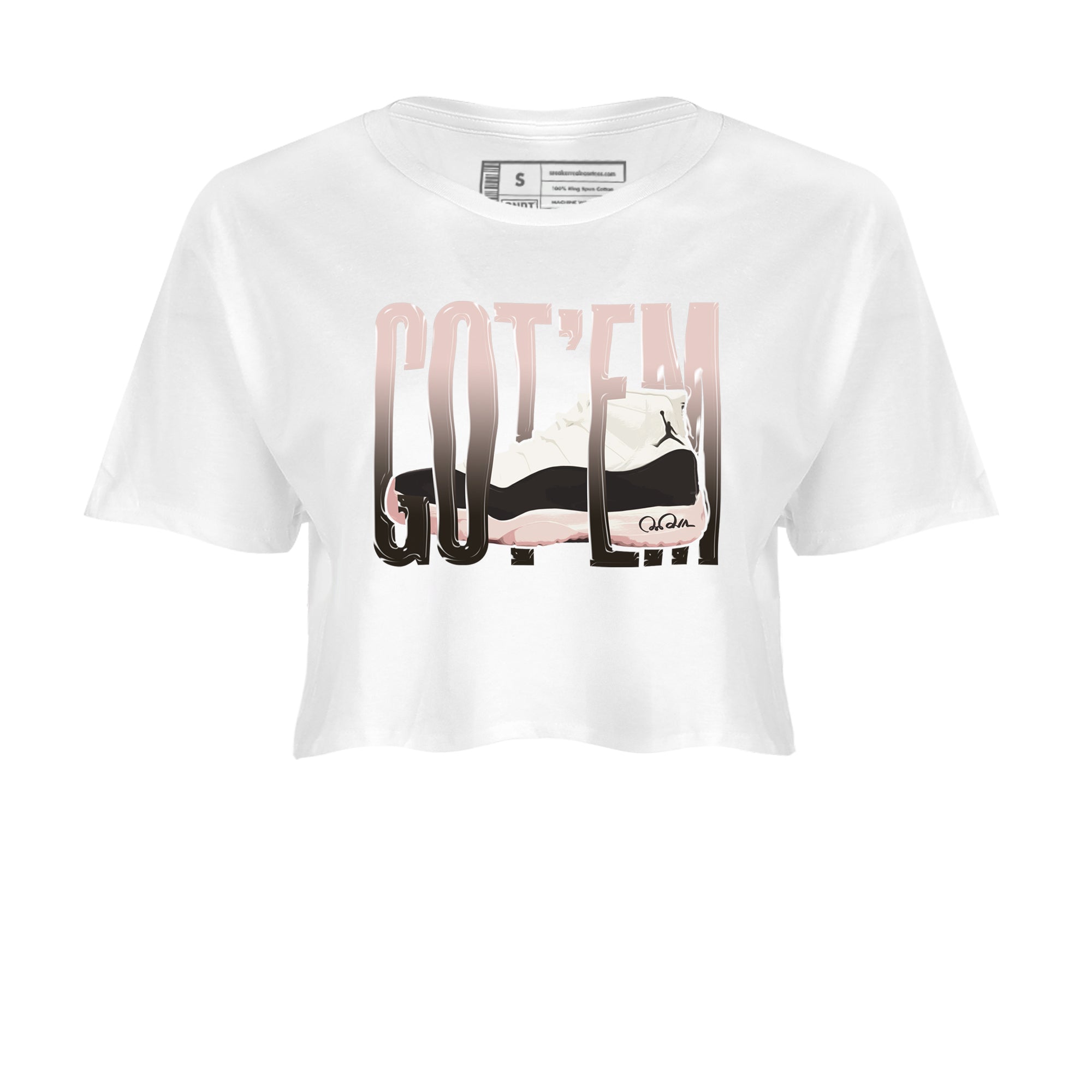 Air Jordan 11 Neapolitan shirt to match jordans Wiggling Gotem sneaker matching t-shirts and clothing AJ11 Neapolitan Drip Gear Zone White 2 Crop T-Shirt