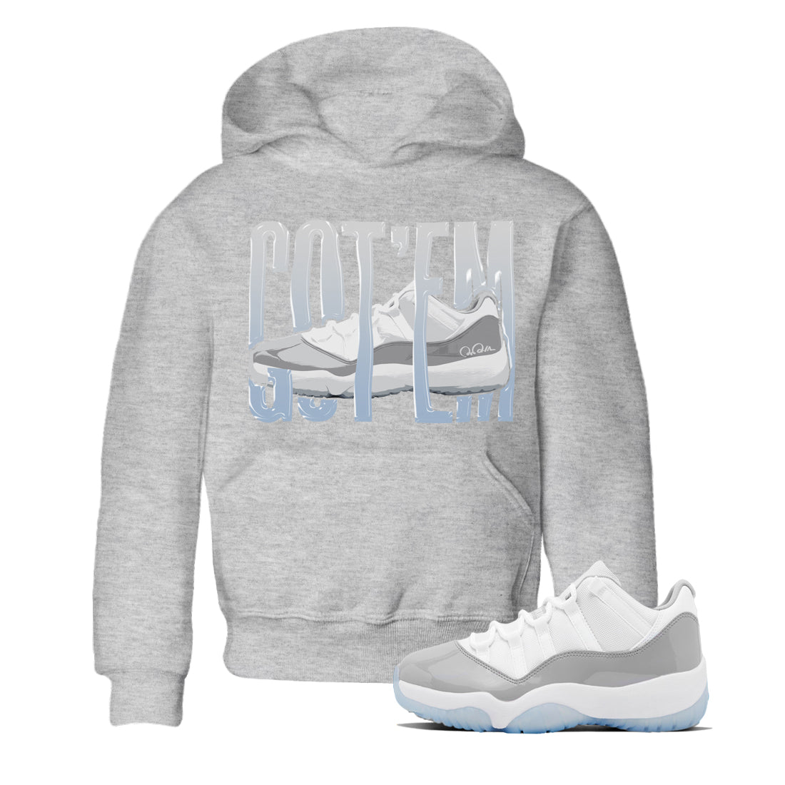 Air Jordan 11 White Cement Sneaker Match Tees Wiggling Gotem Streetwear Sneaker Shirt Air Jordan 11 Cement Grey Sneaker Release Tees Kids Shirts Heather Grey 1