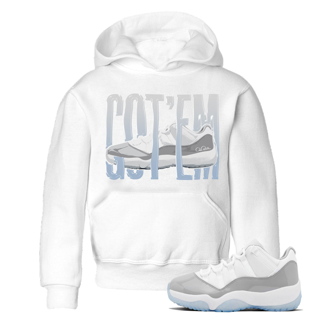 Air Jordan 11 White Cement Sneaker Match Tees Wiggling Gotem Streetwear Sneaker Shirt Air Jordan 11 Cement Grey Sneaker Release Tees Kids Shirts White 1