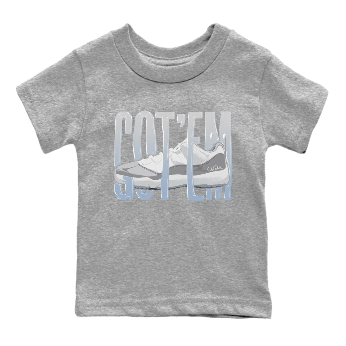 Air Jordan 11 White Cement Sneaker Match Tees Wiggling Gotem Streetwear Sneaker Shirt Air Jordan 11 Cement Grey Sneaker Release Tees Kids Shirts Heather Grey 2
