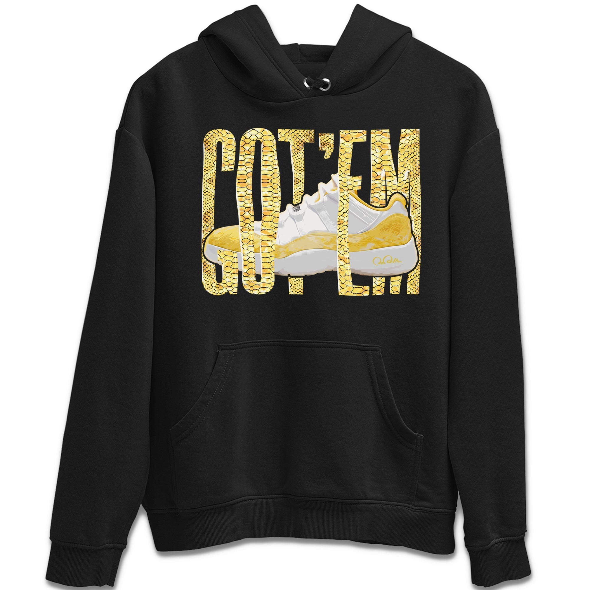 Air Jordan 11 Yellow Python Sneaker Match Tees Wiggling Gotem Streetwear Sneaker Shirt AJ11 Yellow Python Sneaker Release Tees Unisex Shirts Black 2
