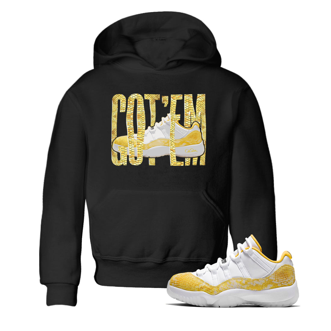 Air Jordan 11 Yellow Python Wiggling Gotem Baby and Kids Streetwear Sneaker Shirt Air Jordan 11 Yellow Python Kids Streetwear Sneaker Shirt Washing and Care Tip