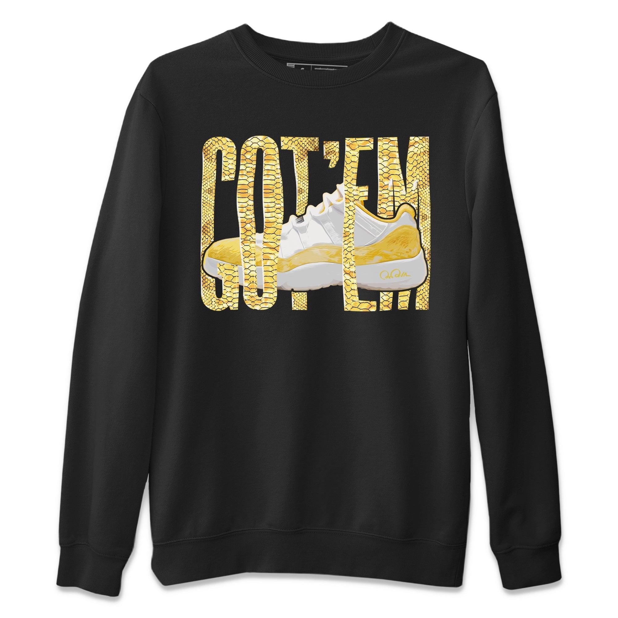 Air Jordan 11 Yellow Python Sneaker Match Tees Wiggling Gotem Streetwear Sneaker Shirt AJ11 Yellow Python Sneaker Release Tees Unisex Shirts Black 2