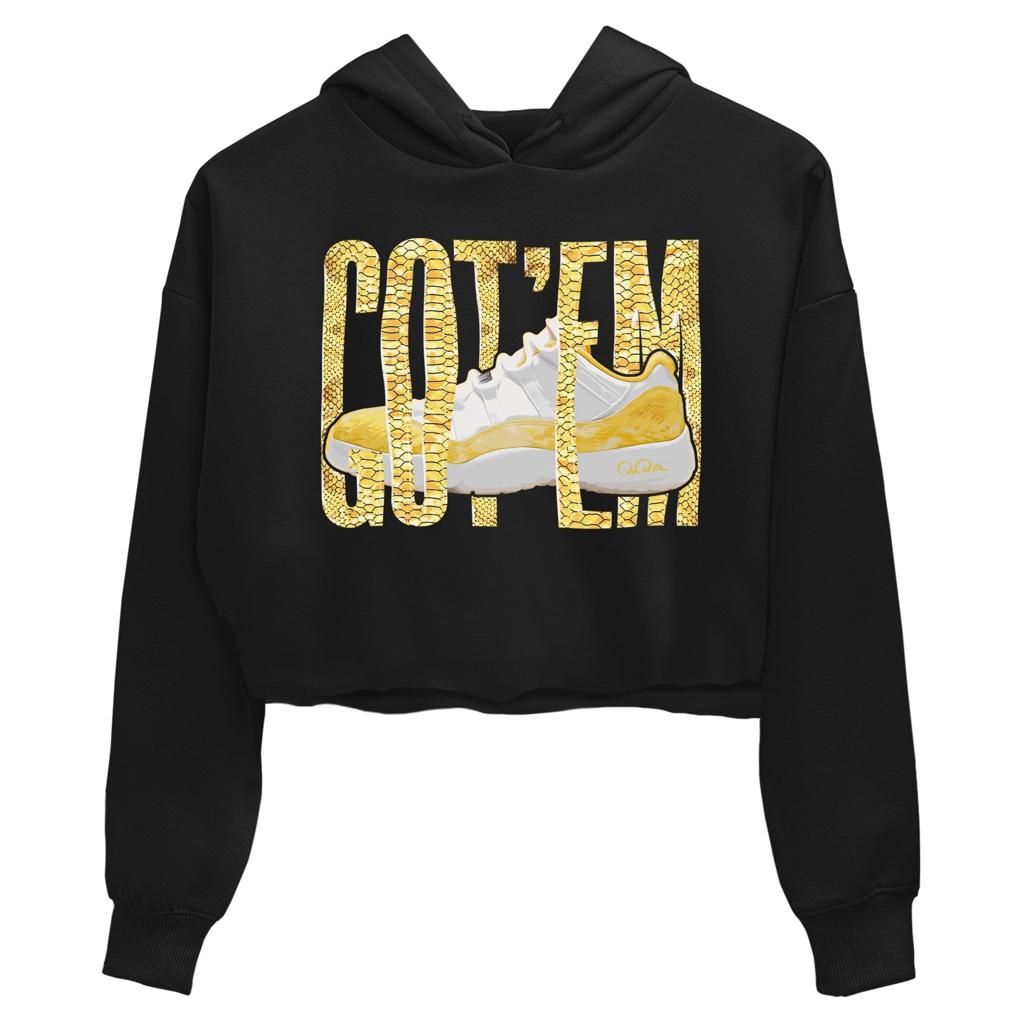 Air Jordan 11 Yellow Python Sneaker Match Tees Wiggling Gotem Streetwear Sneaker Shirt AJ11 Yellow Python Sneaker Release Tees Women's Shirts Black 2