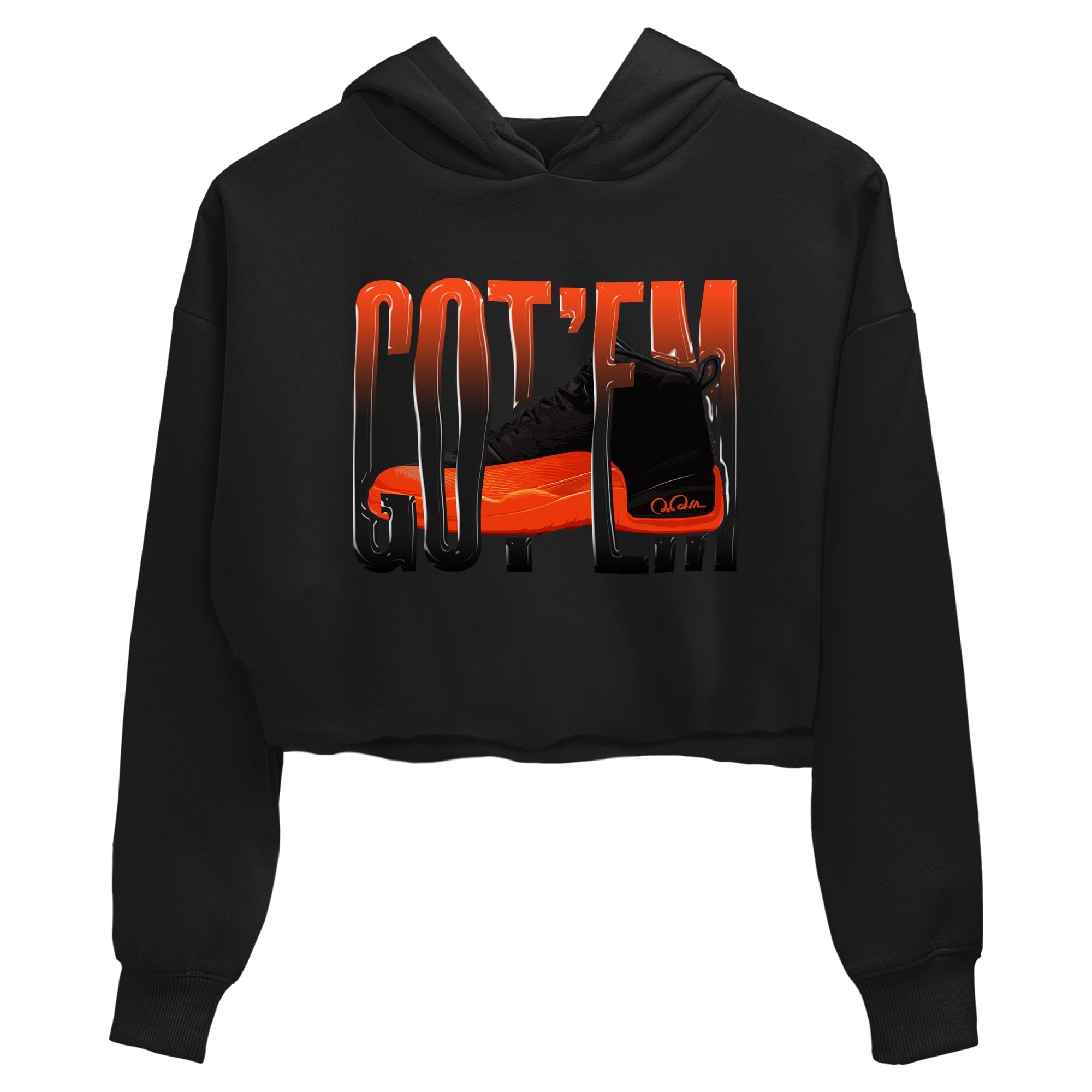 Air Jordan 12 Brilliant Orange Wiggling Gotem WMNS Cotton Sneaker Hoodie Air Jordan 12 Brilliant Orange Sneaker Crop Hoodie Washing and Care Tip