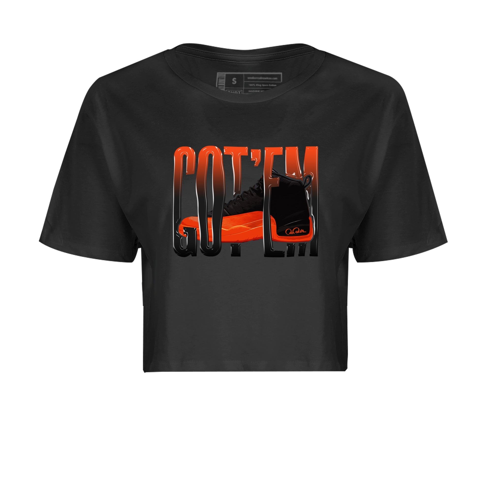 Air Jordan 12 Brilliant Orange Sneaker Match Tees Wiggling Gotem Streetwear Sneaker Shirt AJ12 Brilliant Orange Sneaker Release Tees Women's Shirts Black 2