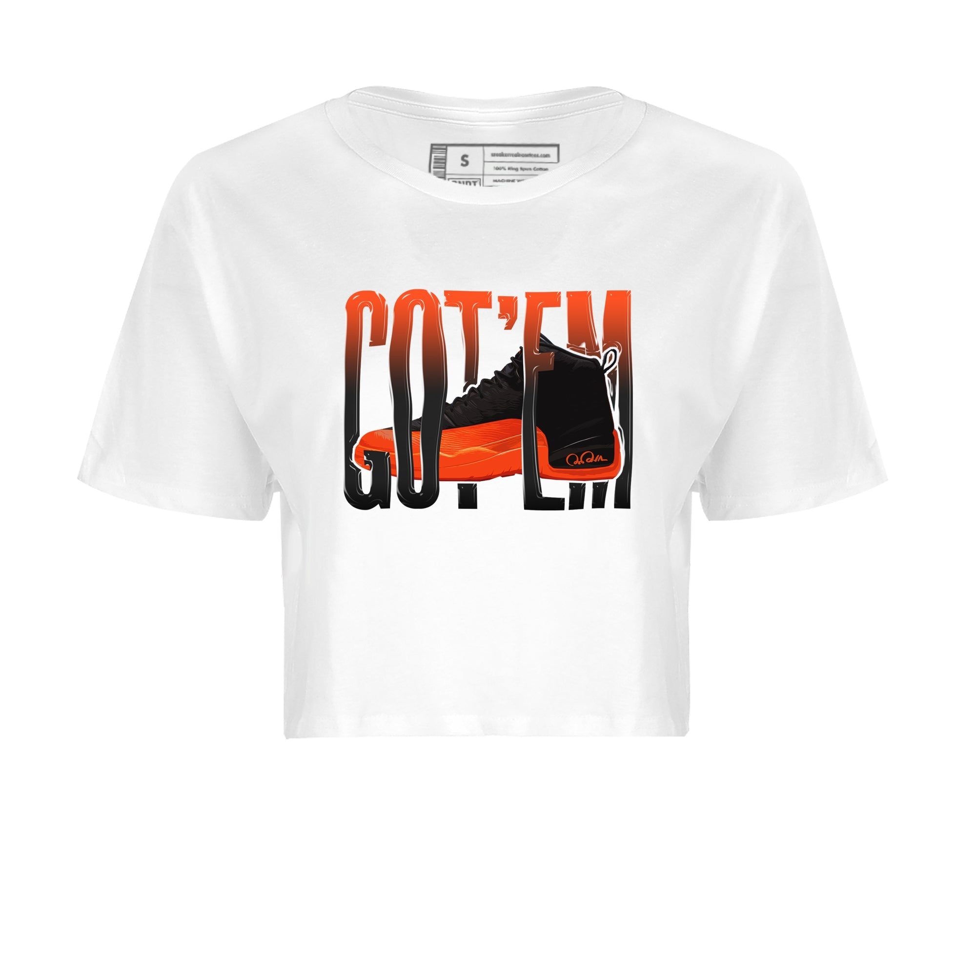 Air Jordan 12 Brilliant Orange Sneaker Match Tees Wiggling Gotem Streetwear Sneaker Shirt AJ12 Brilliant Orange Sneaker Release Tees Women's Shirts White 2