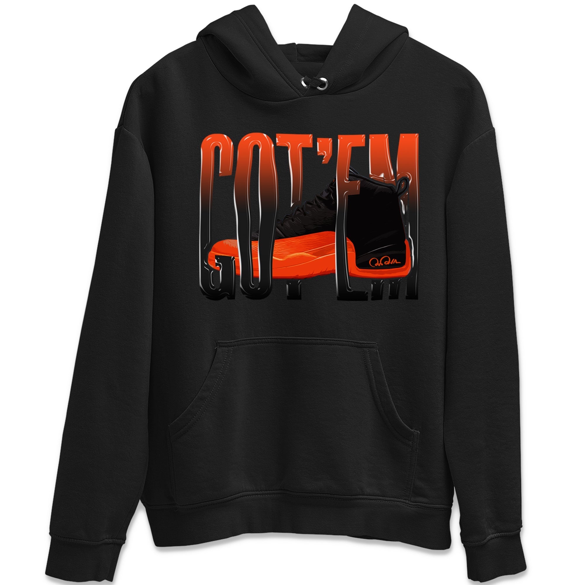 Air Jordan 12 Brilliant Orange Sneaker Match Tees Wiggling Gotem Streetwear Sneaker Shirt AJ12 Brilliant Orange Sneaker Release Tees Unisex Shirts Black 2