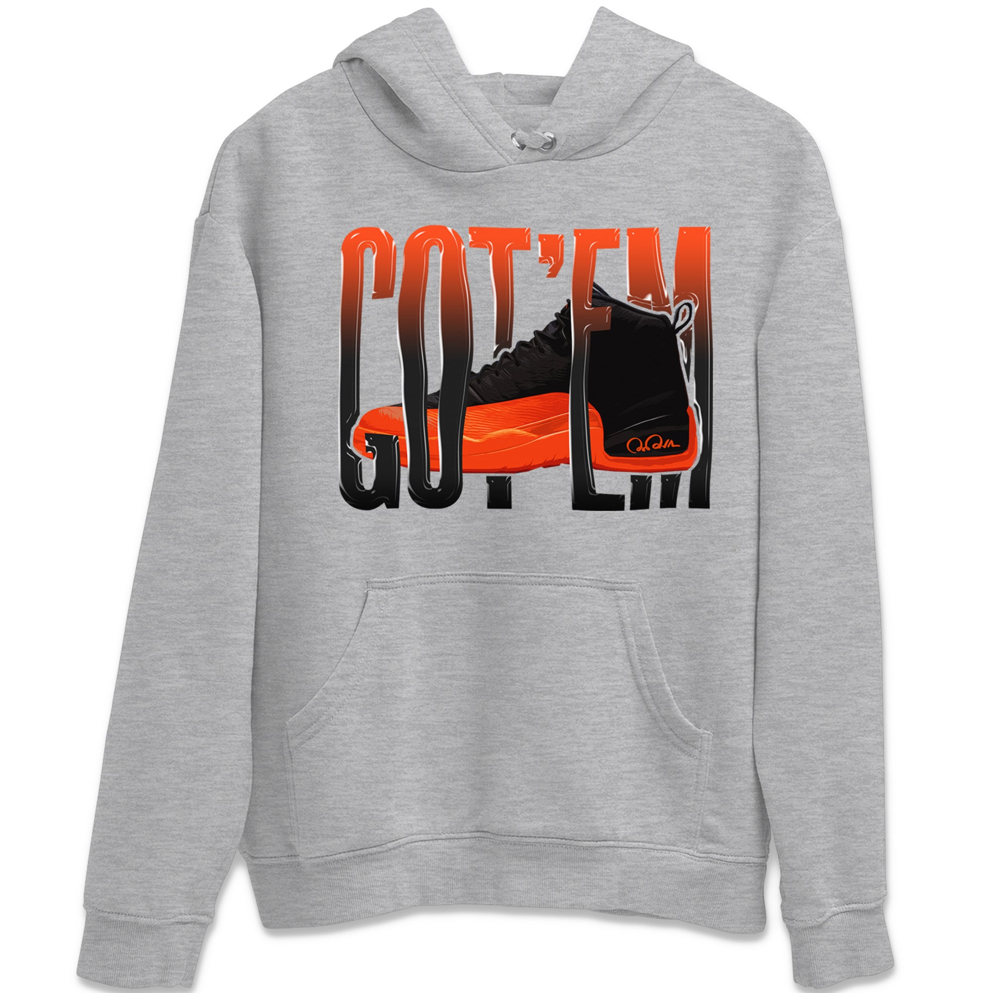 Air Jordan 12 Brilliant Orange Sneaker Match Tees Wiggling Gotem Streetwear Sneaker Shirt AJ12 Brilliant Orange Sneaker Release Tees Unisex Shirts Heather Grey 2