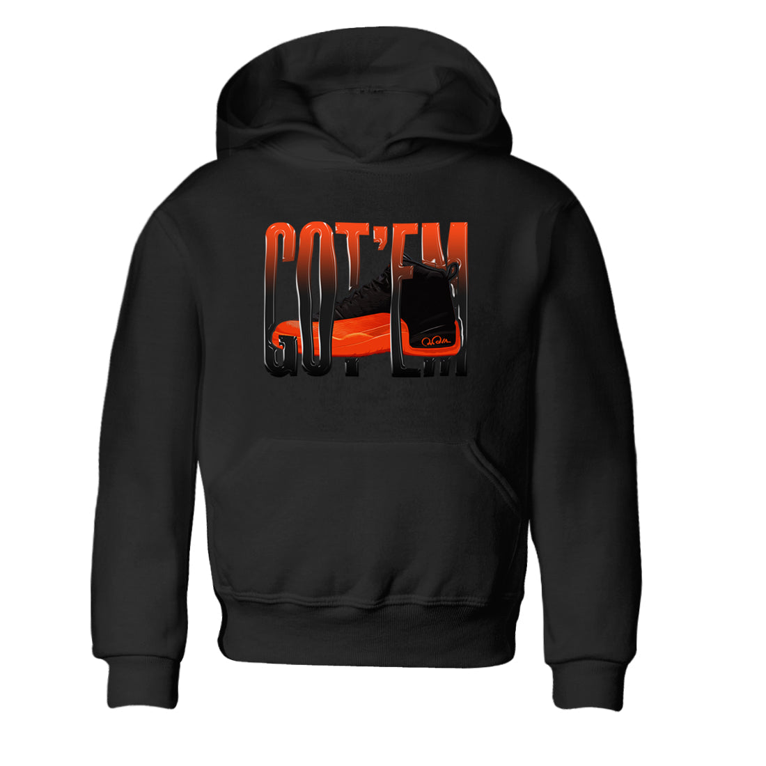 Air Jordan 12 Brilliant Orange Sneaker Match Tees Wiggling Gotem Streetwear Sneaker Shirt AJ12 Brilliant Orange Sneaker Release Tees Kids Shirts Black 2