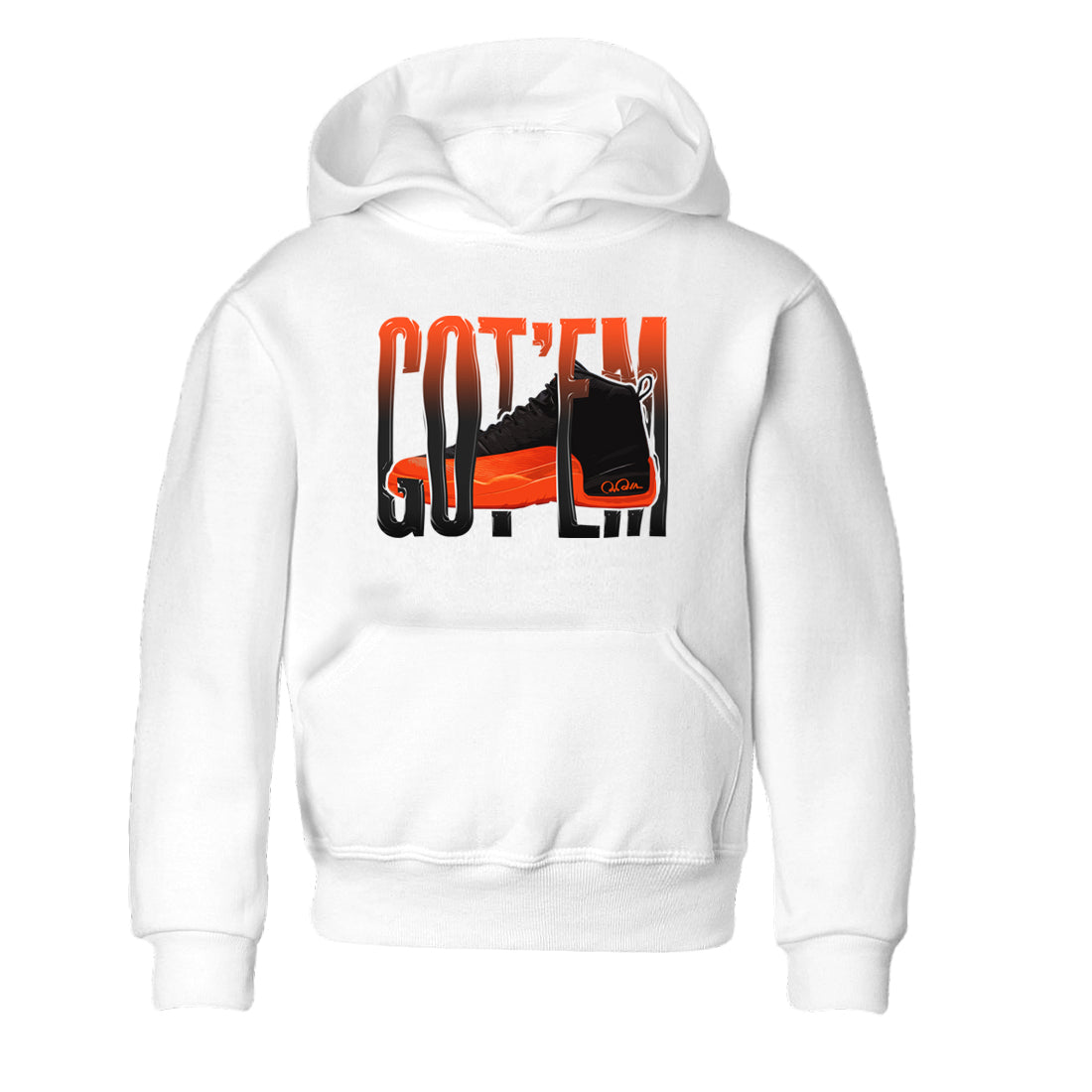 Air Jordan 12 Brilliant Orange Sneaker Match Tees Wiggling Gotem Streetwear Sneaker Shirt AJ12 Brilliant Orange Sneaker Release Tees Kids Shirts White 2