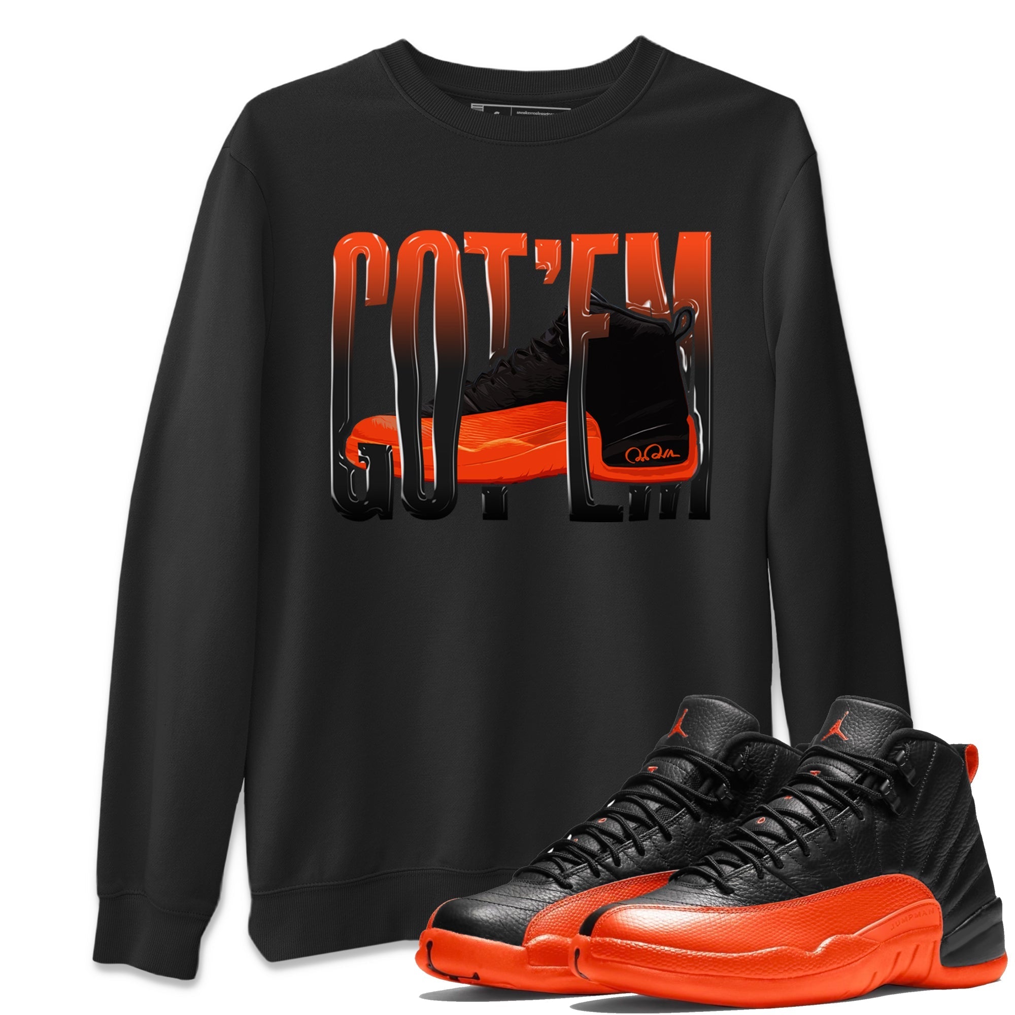Air Jordan 12 Brilliant Orange Wiggling Gotem Crew Neck Streetwear Sneaker Shirt AJ12 Brilliant Orange Sneaker T-Shirts Washing and Care Tip