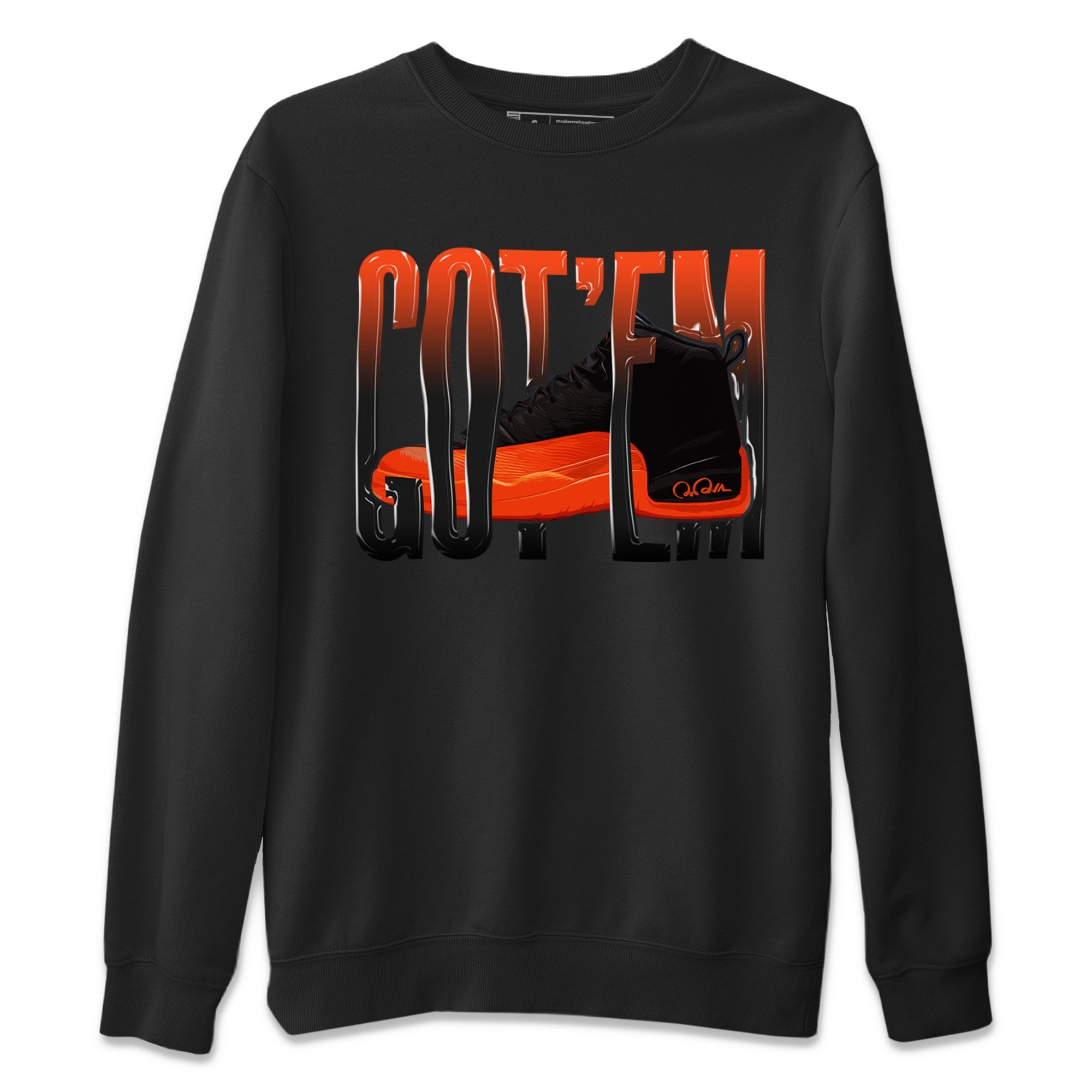 Air Jordan 12 Brilliant Orange Sneaker Match Tees Wiggling Gotem Streetwear Sneaker Shirt AJ12 Brilliant Orange Sneaker Release Tees Unisex Shirts Black 2