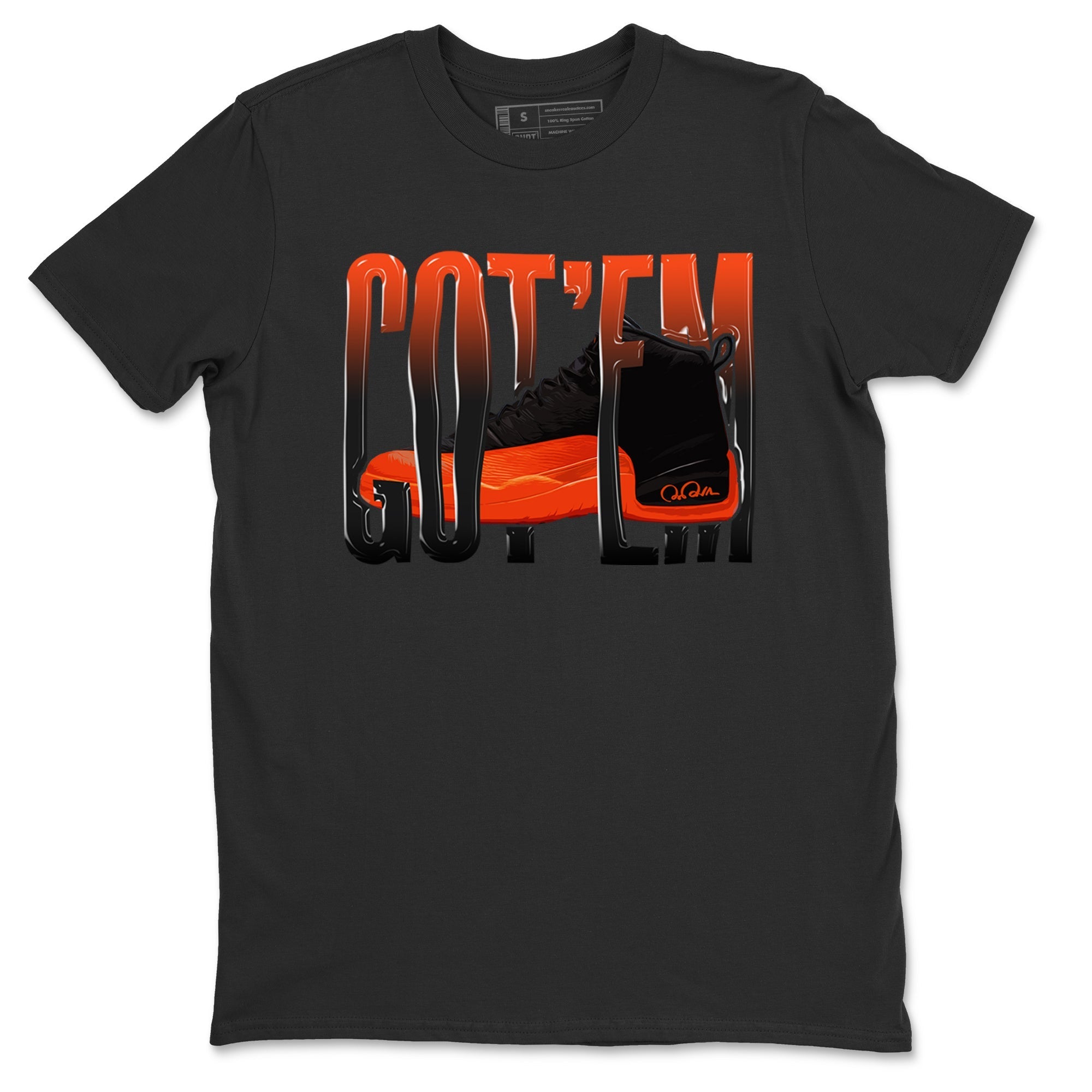 Air Jordan 12 Brilliant Orange Sneaker Match Tees Wiggling Gotem Streetwear Sneaker Shirt AJ12 Brilliant Orange Sneaker Release Tees Unisex Shirts Black 2