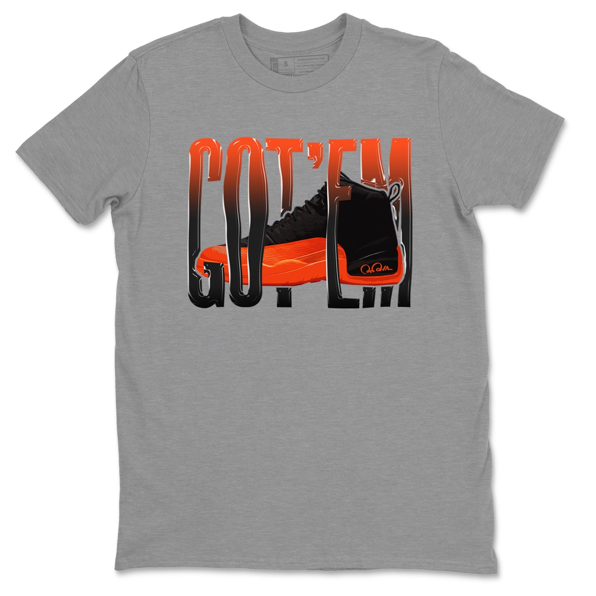 Air Jordan 12 Brilliant Orange Sneaker Match Tees Wiggling Gotem Streetwear Sneaker Shirt AJ12 Brilliant Orange Sneaker Release Tees Unisex Shirts Heather Grey 2