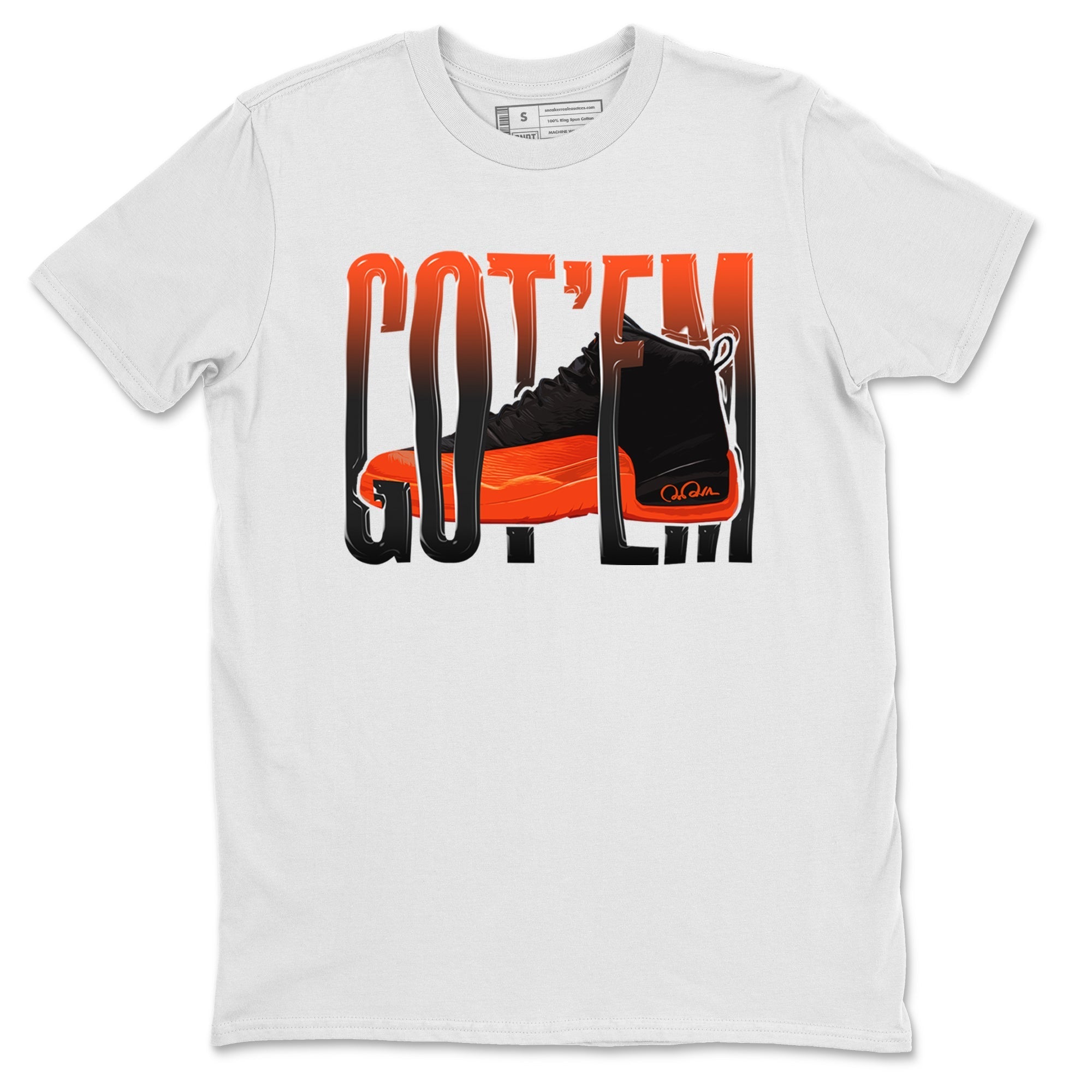 Air Jordan 12 Brilliant Orange Sneaker Match Tees Wiggling Gotem Streetwear Sneaker Shirt AJ12 Brilliant Orange Sneaker Release Tees Unisex Shirts White 2