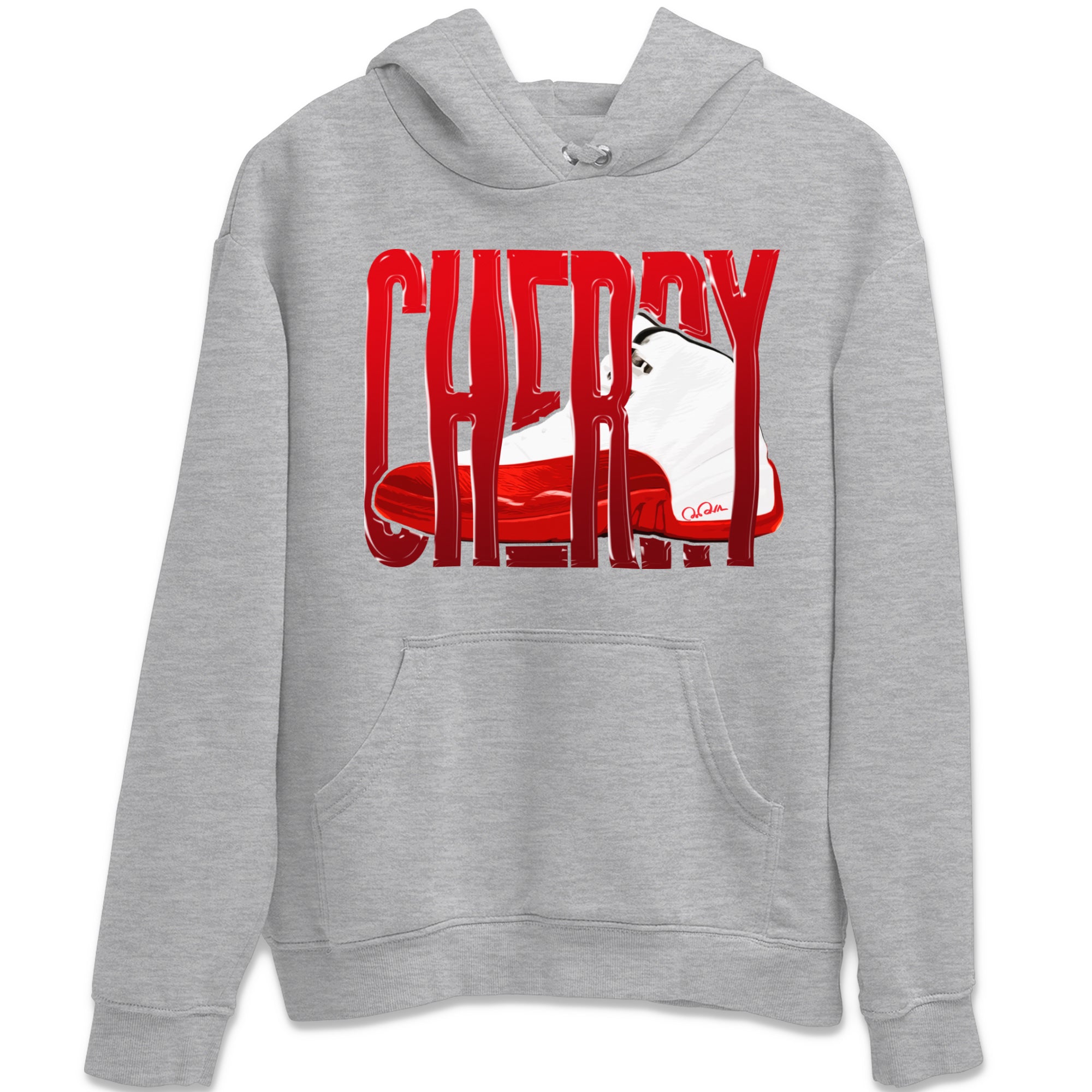 Air Jordan 12 Cherry Sneaker Match Tees Wiggling Gotem Streetwear Sneaker Shirt AJ12 Cherry Sneaker Release Tees Unisex Shirts Heather Grey 2