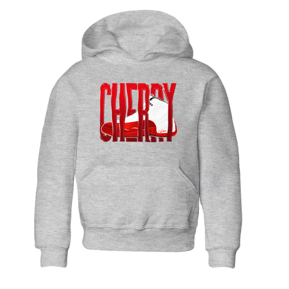 Air Jordan 12 Cherry Sneaker Match Tees Wiggling Gotem Streetwear Sneaker Shirt AJ12 Cherry Sneaker Release Tees Kids Shirts Heather Grey 2