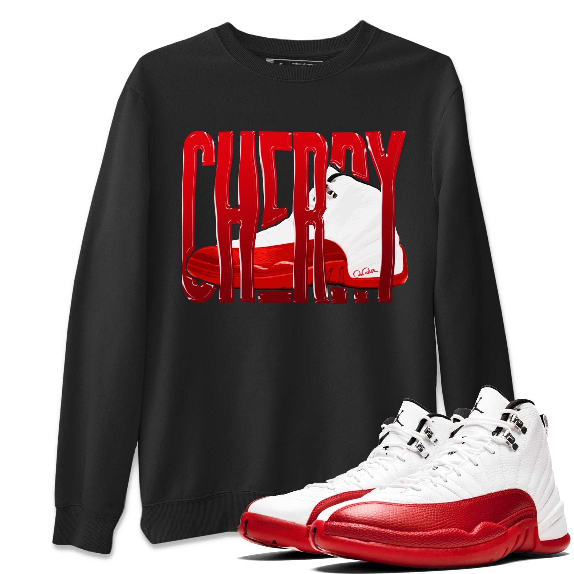 Air Jordan 12 Cherry Sneaker Match Tees Wiggling Gotem Streetwear Sneaker Shirt AJ12 Cherry Sneaker Release Tees Unisex Shirts Black 1