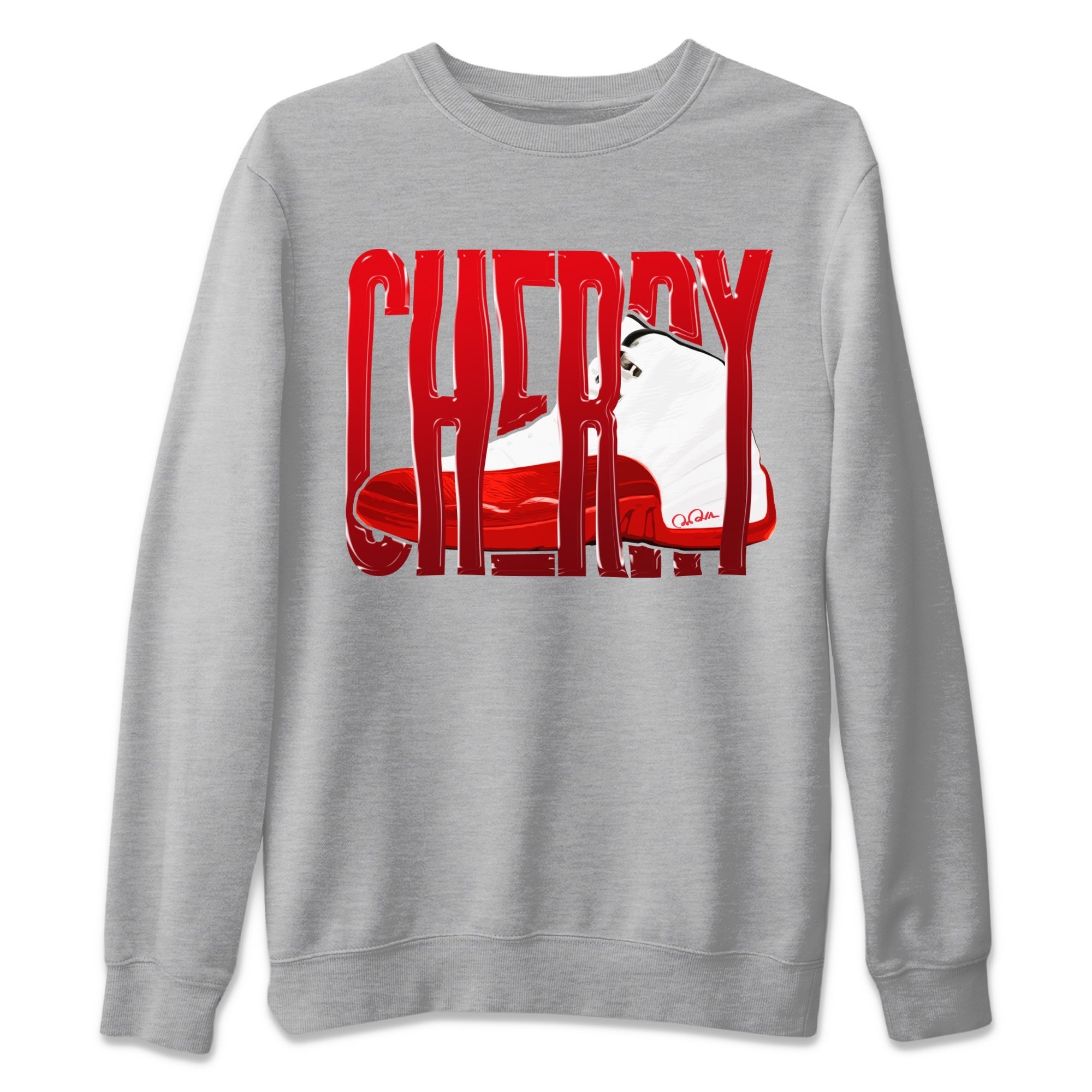Air Jordan 12 Cherry Sneaker Match Tees Wiggling Gotem Streetwear Sneaker Shirt AJ12 Cherry Sneaker Release Tees Unisex Shirts Heather Grey 2