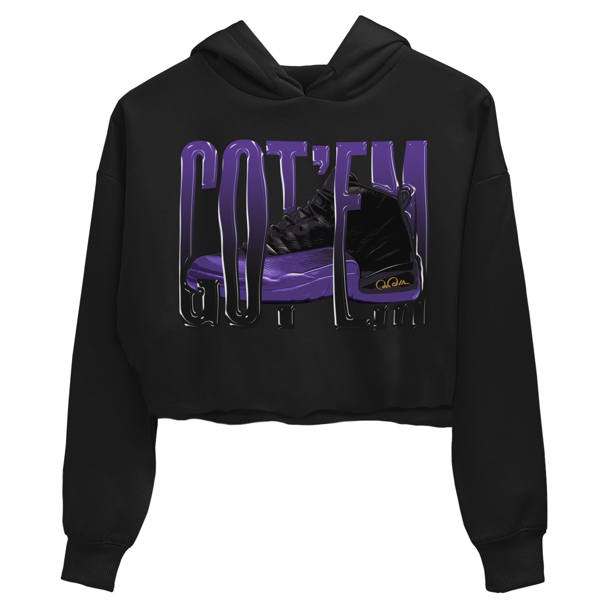 Air Jordan 12 Field Purple Sneaker Match Tees Wiggling Gotem Streetwear Sneaker Shirt AJJordan 12 Lakers Sneaker Release Tees Women's Shirts Black 2