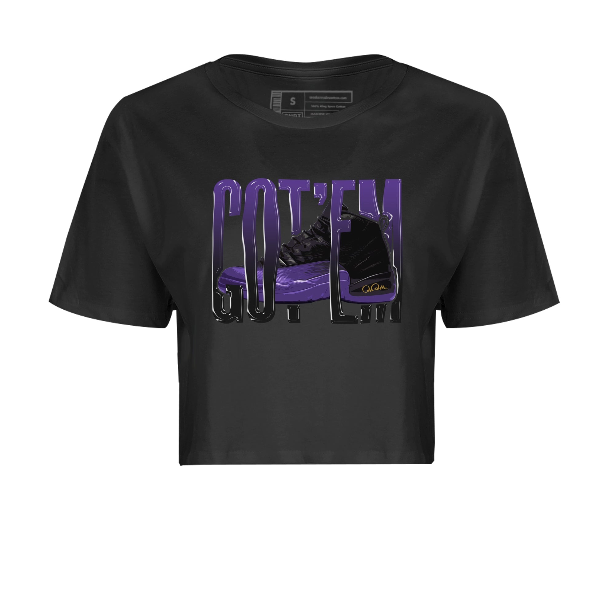 Air Jordan 12 Field Purple Sneaker Match Tees Wiggling Gotem Streetwear Sneaker Shirt AJJordan 12 Lakers Sneaker Release Tees Women's Shirts Black 2