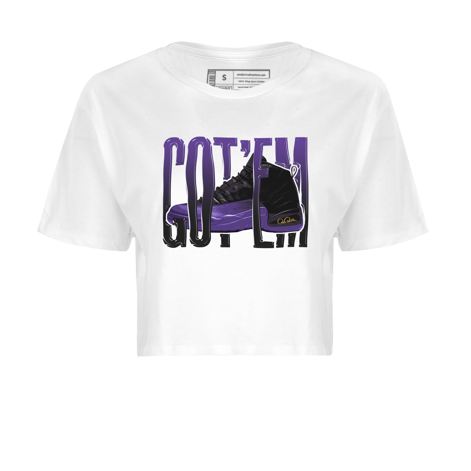 Air Jordan 12 Field Purple Sneaker Match Tees Wiggling Gotem Streetwear Sneaker Shirt AJJordan 12 Lakers Sneaker Release Tees Women's Shirts White 2