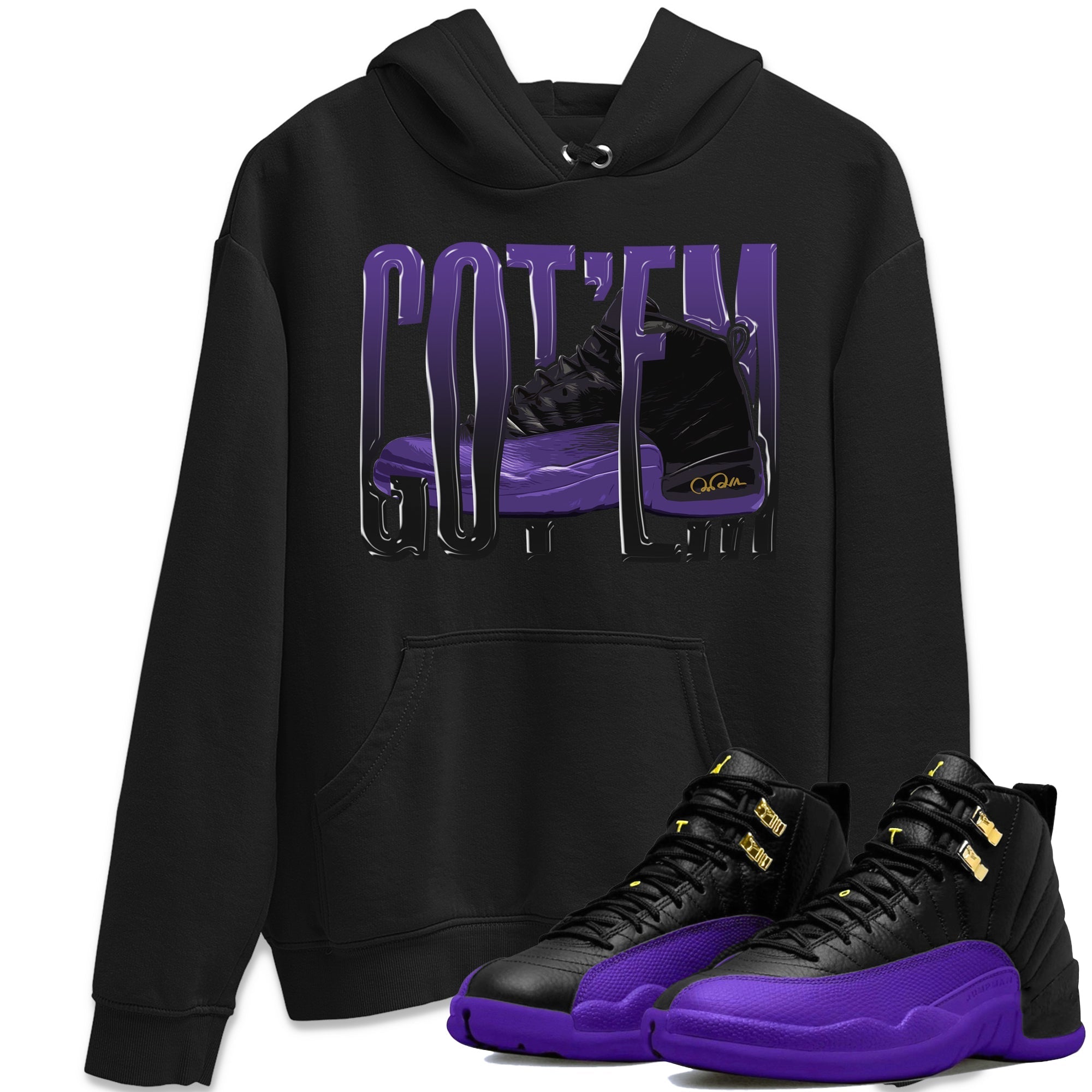 Air Jordan 12 Field Purple Sneaker Match Tees Wiggling Gotem Streetwear Sneaker Shirt AJJordan 12 Lakers Sneaker Release Tees Unisex Shirts Black 1