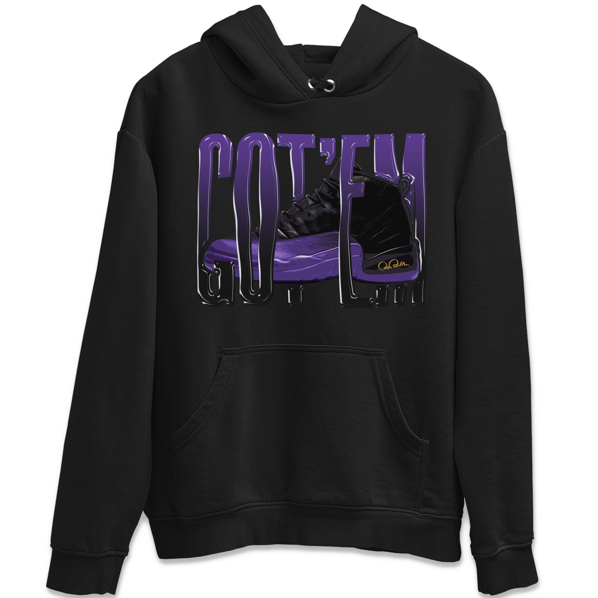 Air Jordan 12 Field Purple Sneaker Match Tees Wiggling Gotem Streetwear Sneaker Shirt AJJordan 12 Lakers Sneaker Release Tees Unisex Shirts Black 2