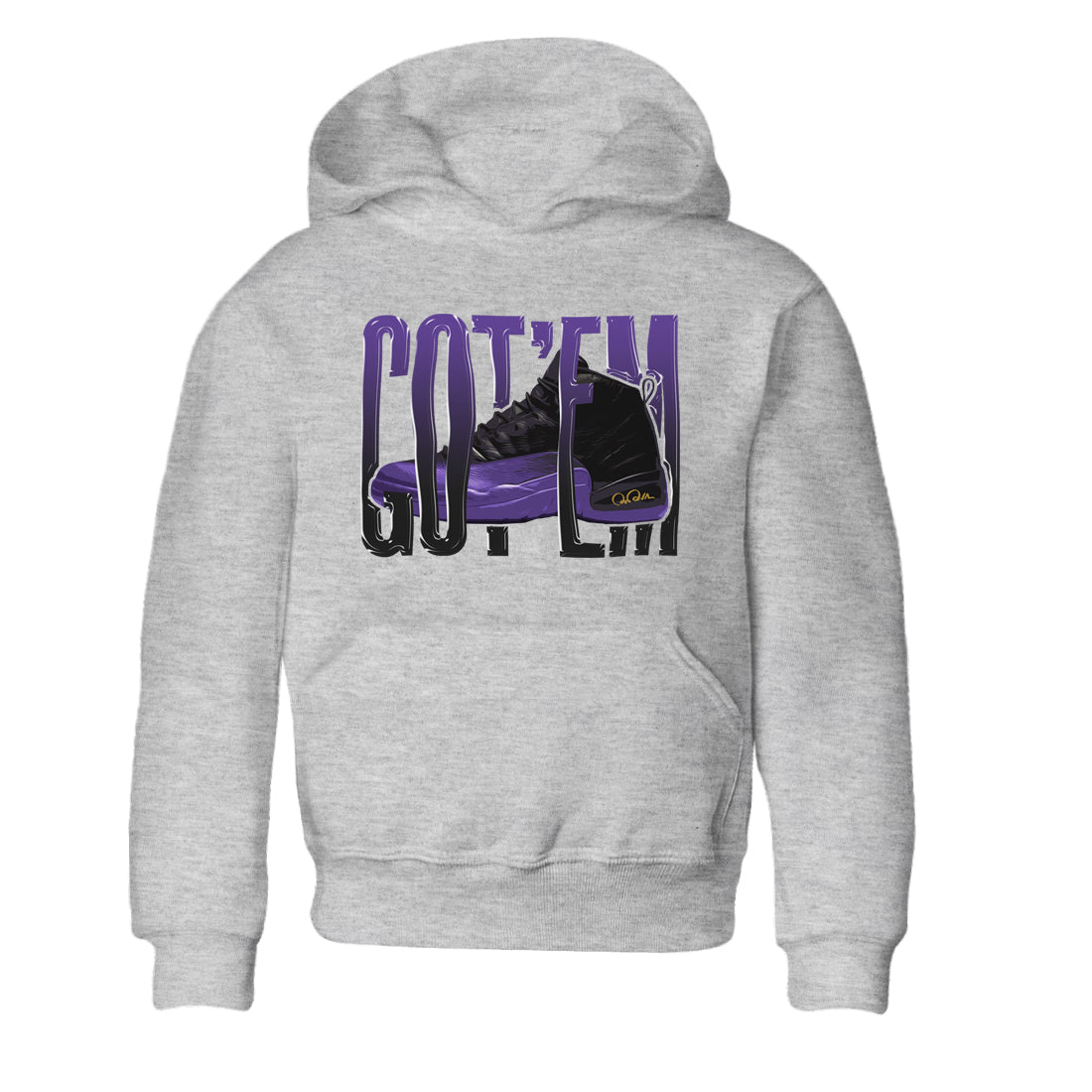 Air Jordan 12 Field Purple Sneaker Match Tees Wiggling Gotem Streetwear Sneaker Shirt AJJordan 12 Lakers Sneaker Release Tees Kids Shirts Heather Grey 2