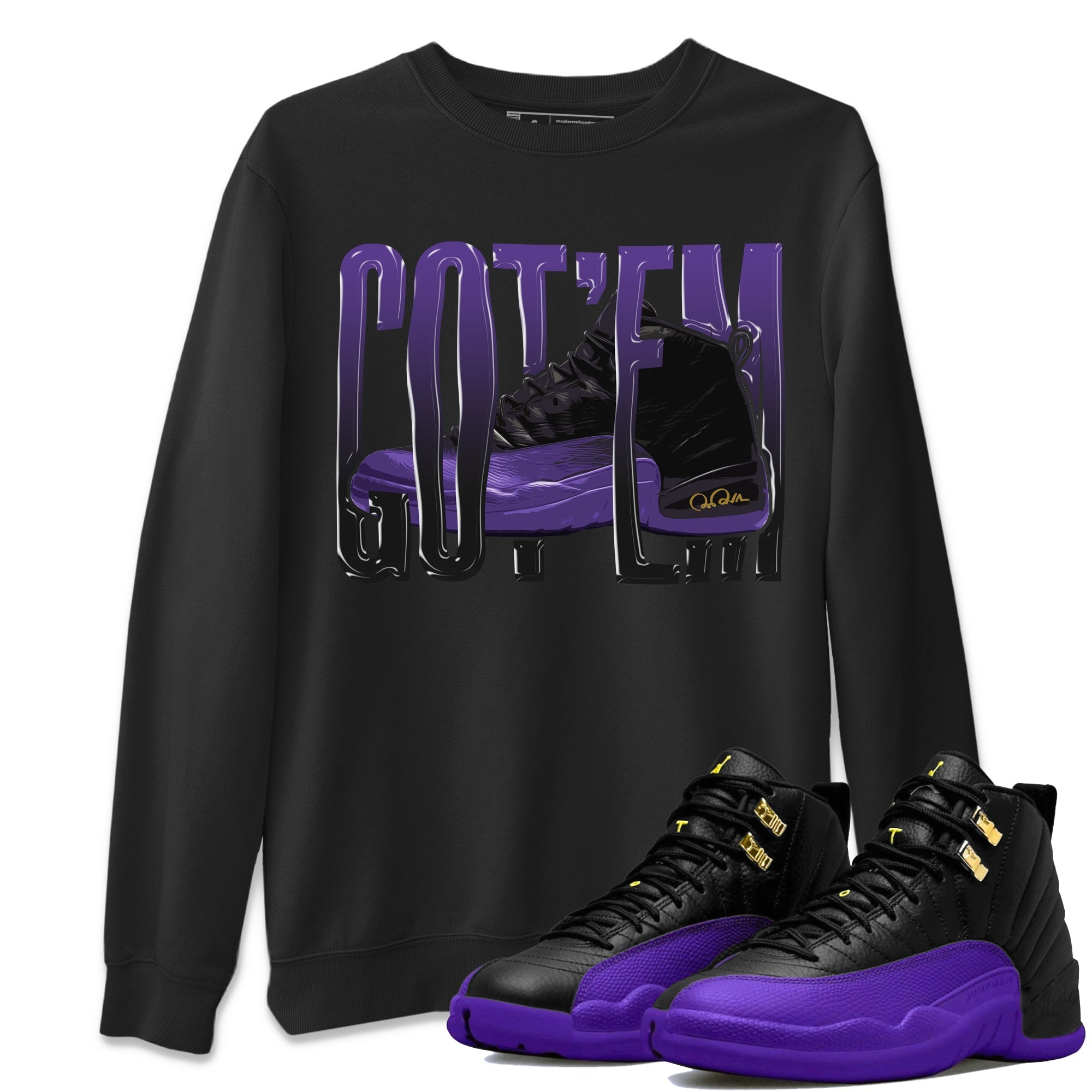 Air Jordan 12 Field Purple Sneaker Match Tees Wiggling Gotem Streetwear Sneaker Shirt AJJordan 12 Lakers Sneaker Release Tees Unisex Shirts Black 1
