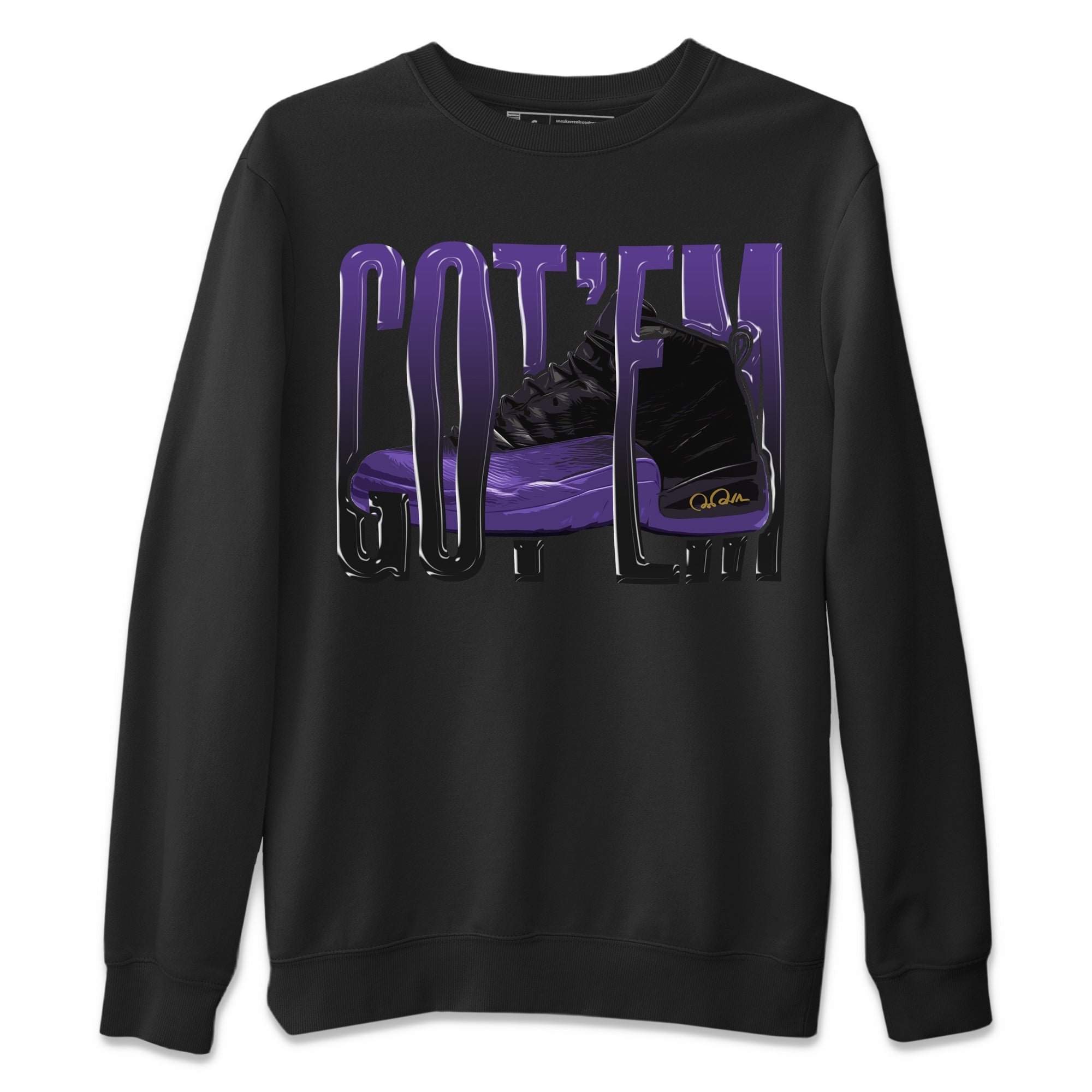 Air Jordan 12 Field Purple Sneaker Match Tees Wiggling Gotem Streetwear Sneaker Shirt AJJordan 12 Lakers Sneaker Release Tees Unisex Shirts Black 2