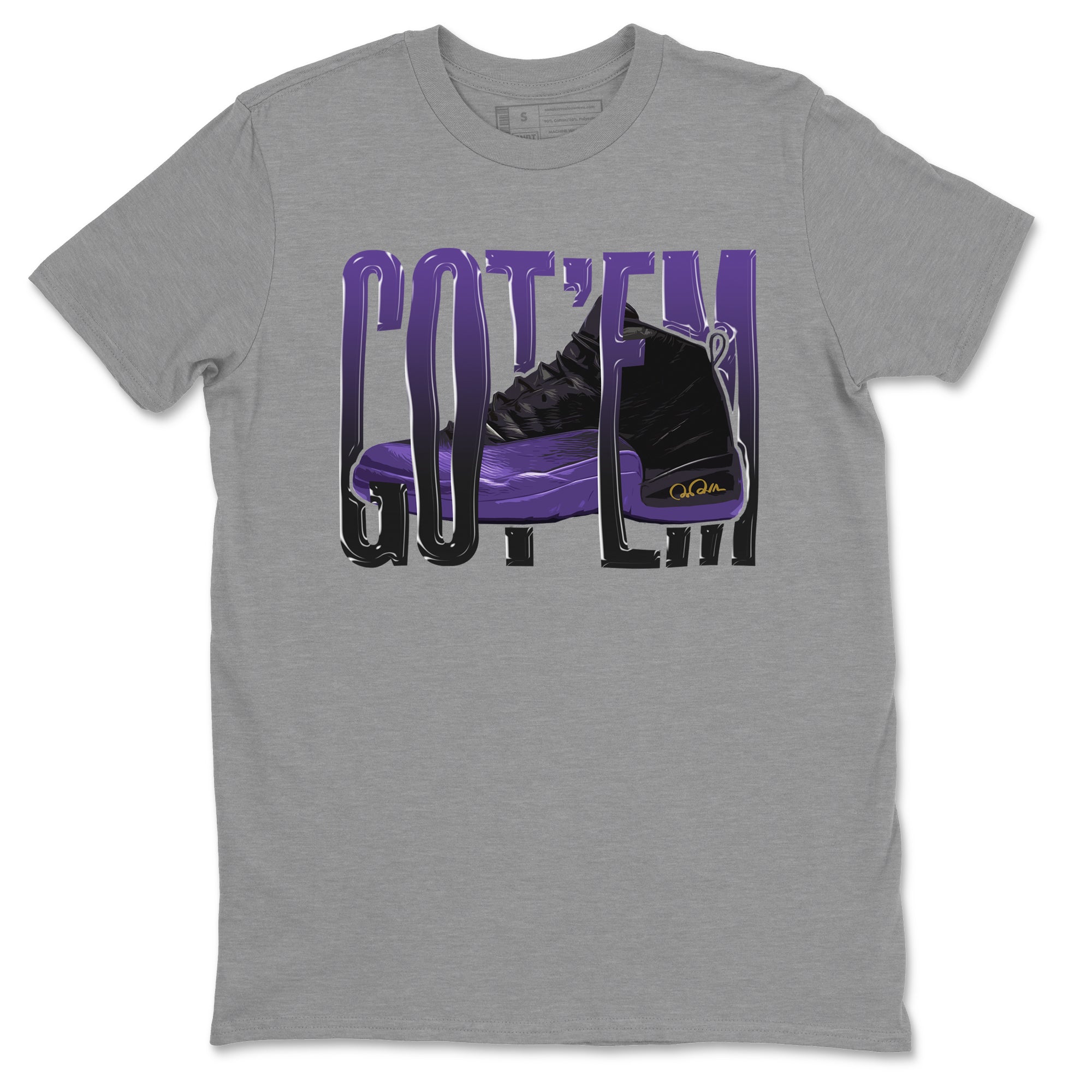 Air Jordan 12 Field Purple Sneaker Match Tees Wiggling Gotem Streetwear Sneaker Shirt AJJordan 12 Lakers Sneaker Release Tees Unisex Shirts Heather Grey 2