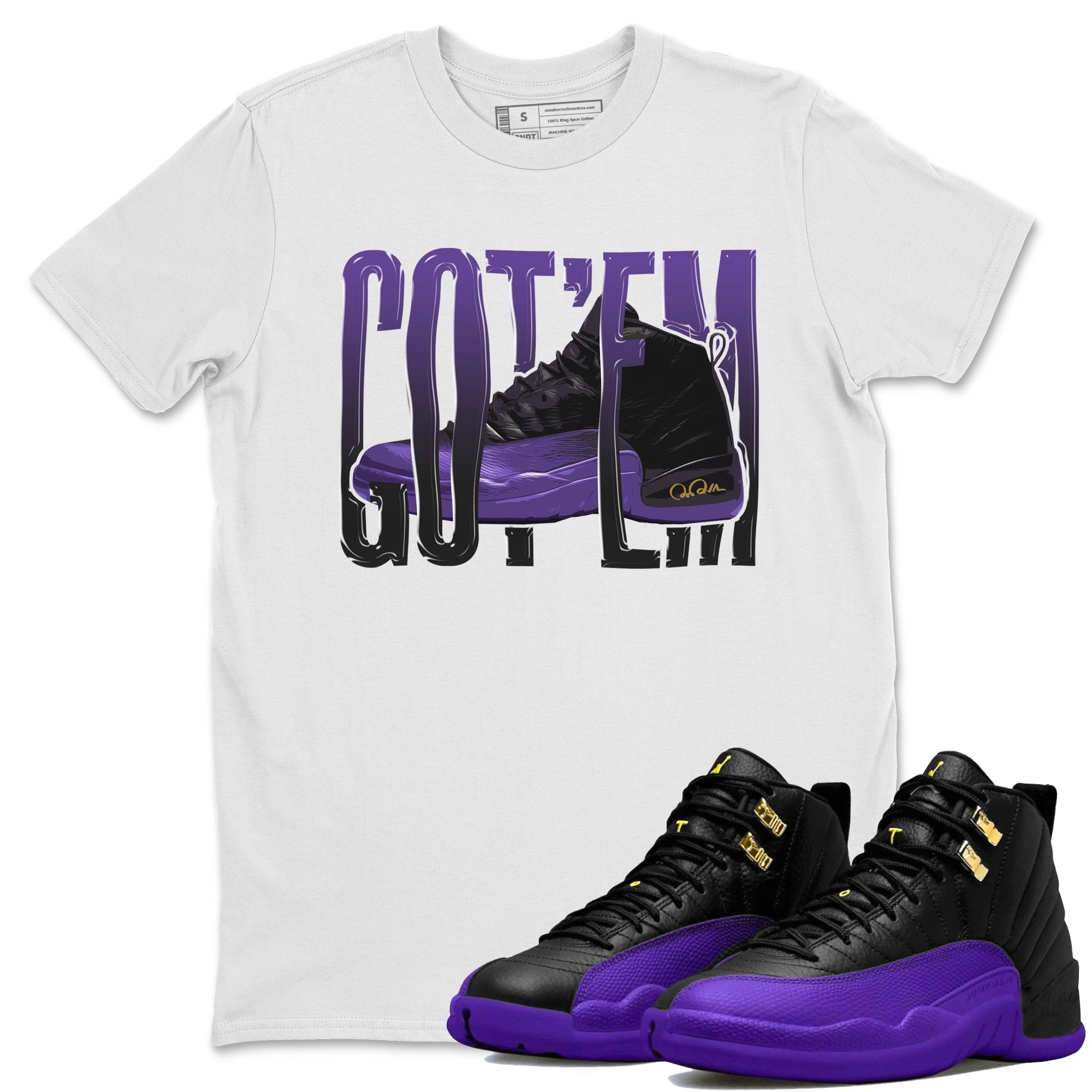 Air Jordan 12 Field Purple Sneaker Match Tees Wiggling Gotem Streetwear Sneaker Shirt AJJordan 12 Lakers Sneaker Release Tees Unisex Shirts White 1
