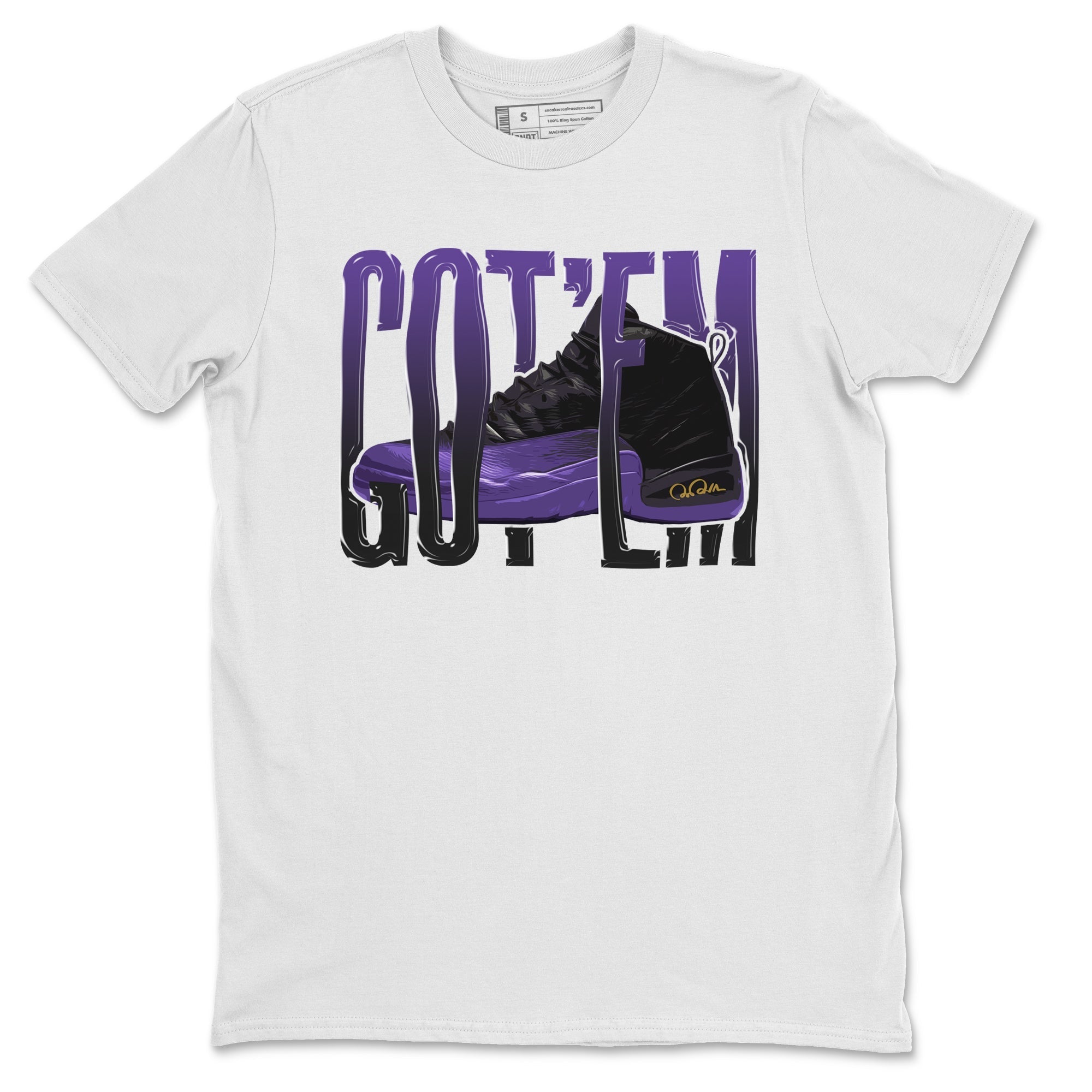 Air Jordan 12 Field Purple Sneaker Match Tees Wiggling Gotem Streetwear Sneaker Shirt AJJordan 12 Lakers Sneaker Release Tees Unisex Shirts White 2