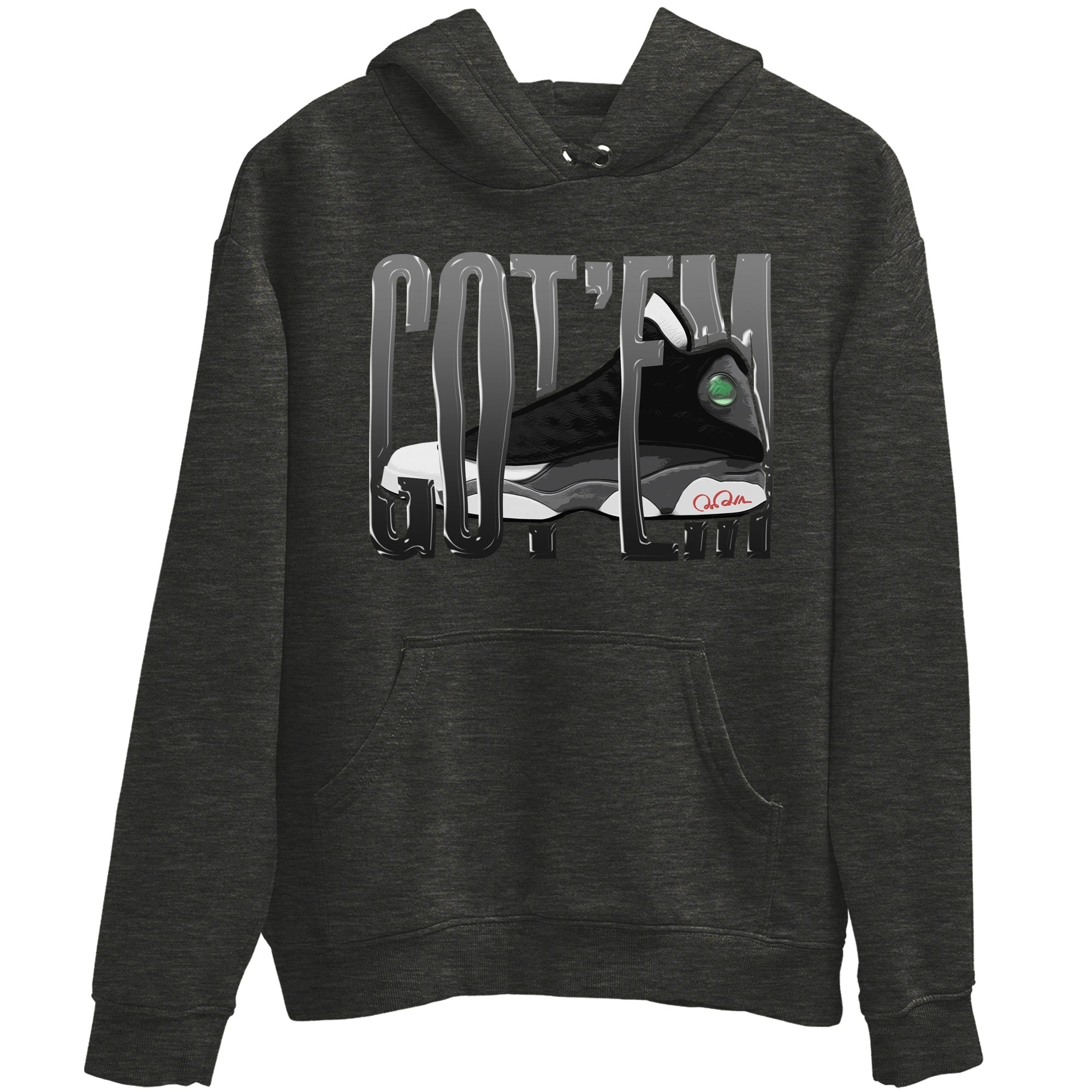 Air Jordan 13 Black Flint Sneaker Match Tees Wiggling Gotem Streetwear Sneaker Shirt AJ13 Retro Black Flint Sneaker Release Tees Unisex Shirts Charcoal Heather 2