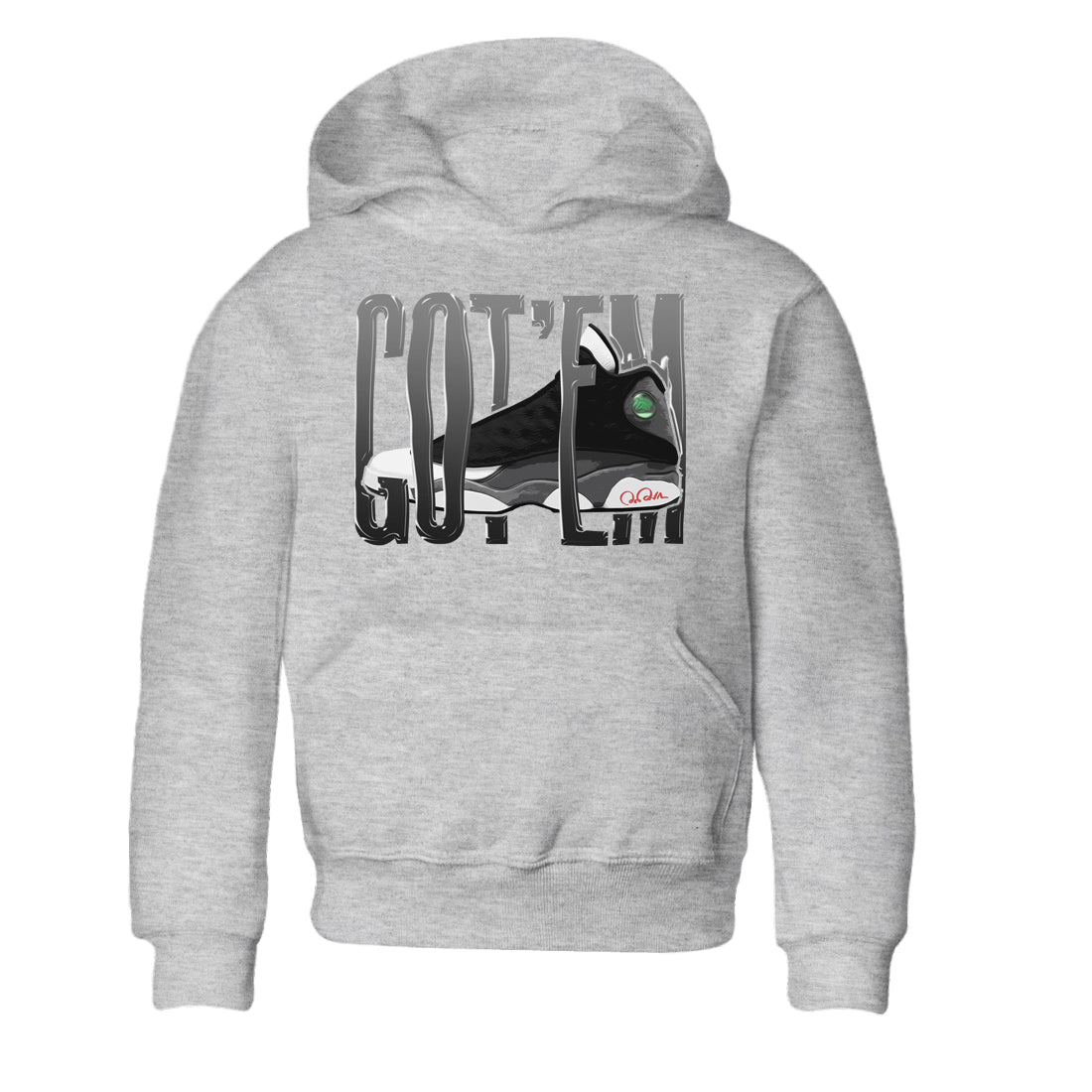 Air Jordan 13 Black Flint Sneaker Match Tees Wiggling Gotem Streetwear Sneaker Shirt AJ13 Retro Black Flint Sneaker Release Tees Kids Shirts Heather Grey 2