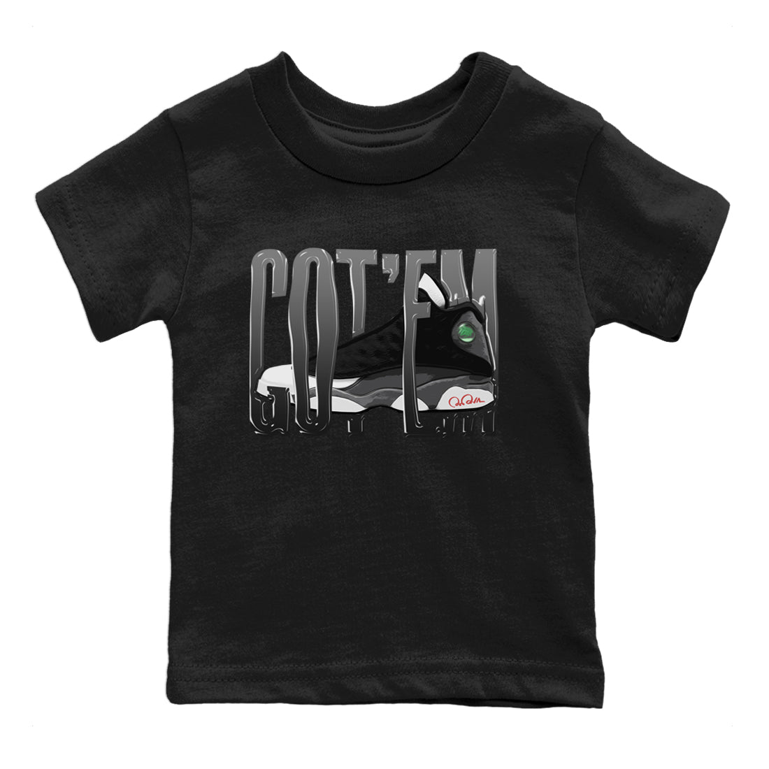 Air Jordan 13 Black Flint Sneaker Match Tees Wiggling Gotem Streetwear Sneaker Shirt AJ13 Retro Black Flint Sneaker Release Tees Kids Shirts Black 2