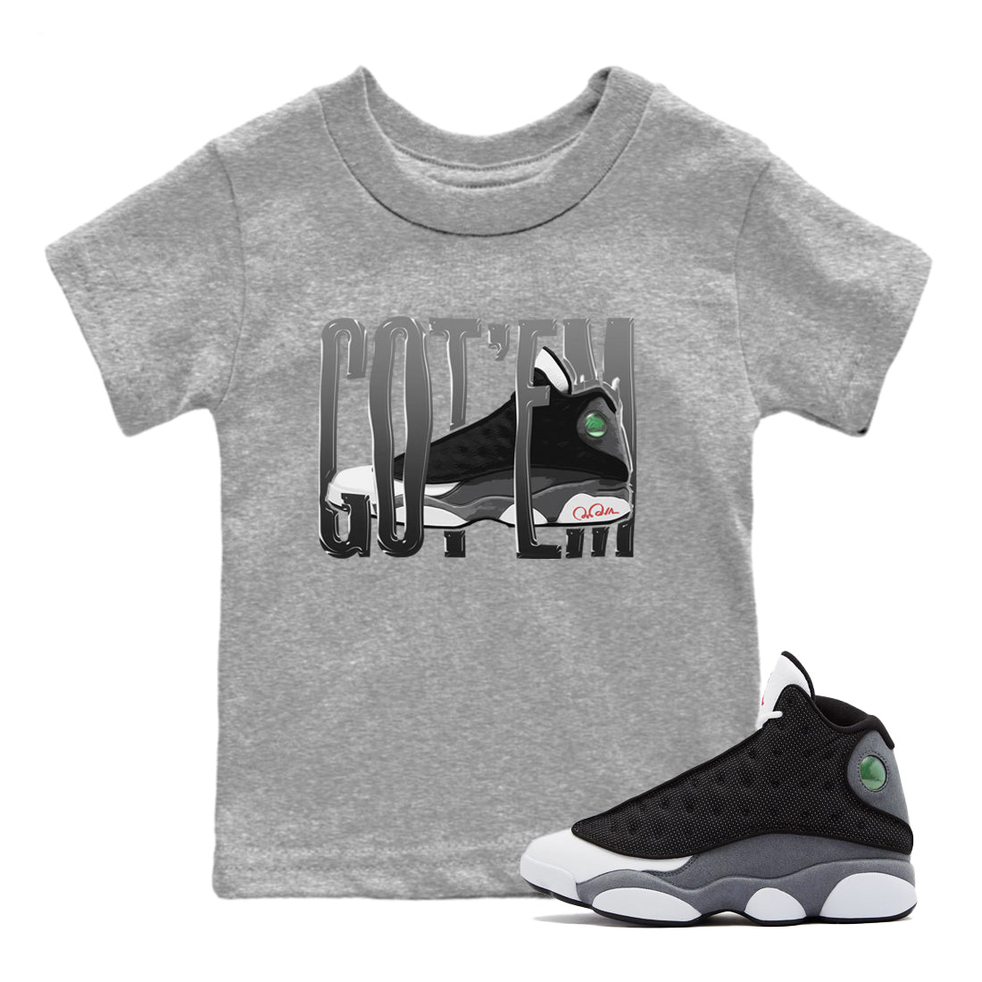 Air Jordan 13 Black Flint Wiggling Gotem Baby and Kids Streetwear Sneaker Shirt AJ13 Retro Black Flint Kids Streetwear Sneaker Shirt Size Chart