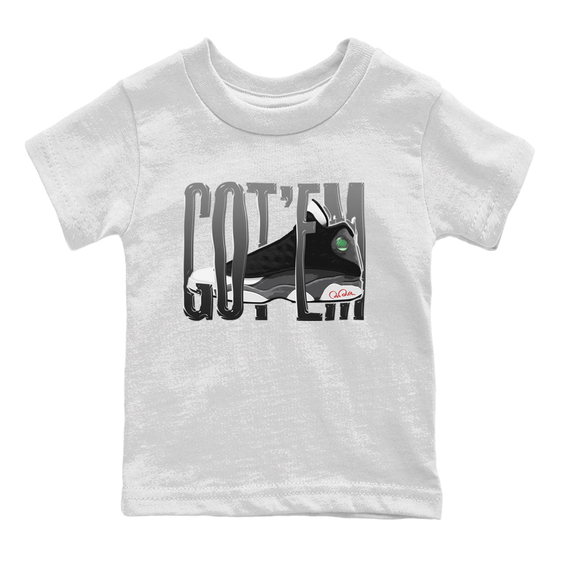 Air Jordan 13 Black Flint Sneaker Match Tees Wiggling Gotem Streetwear Sneaker Shirt AJ13 Retro Black Flint Sneaker Release Tees Kids Shirts White 2