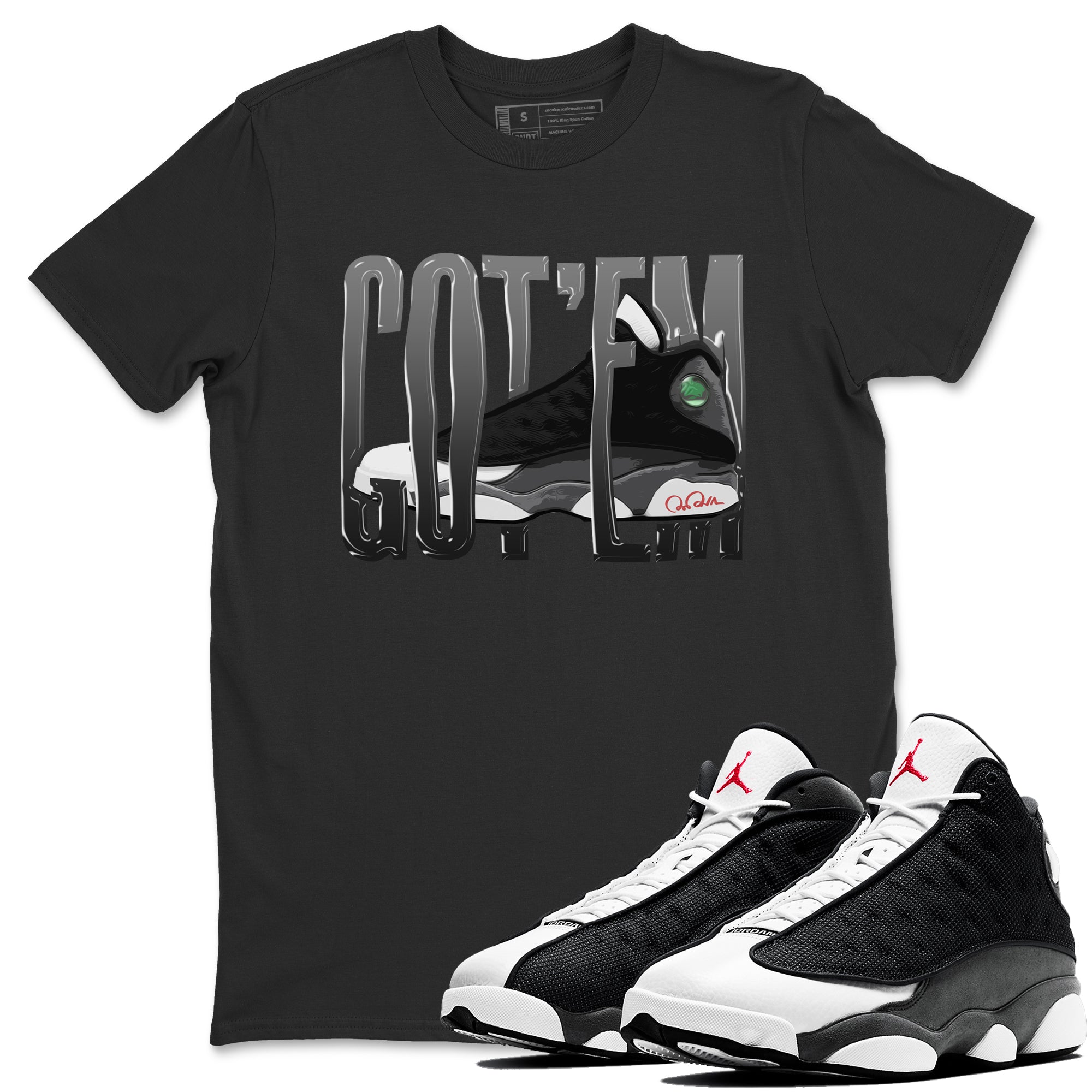 Air Jordan 13 Black Flint Sneaker Match Tees Wiggling Gotem Streetwear Sneaker Shirt AJ13 Retro Black Flint Sneaker Release Tees Unisex Shirts Black 1
