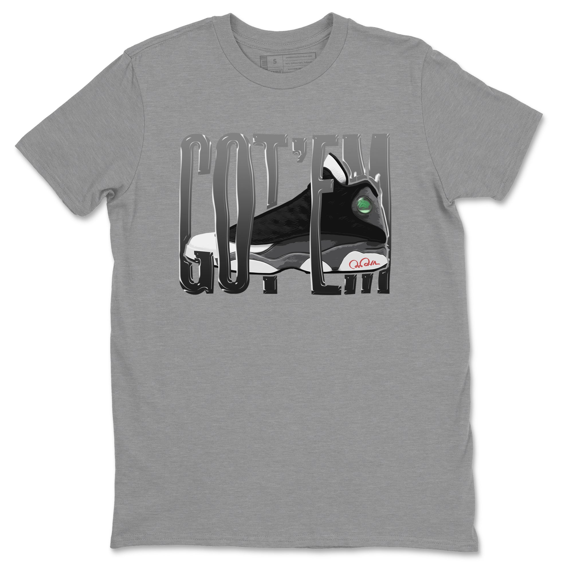 Air Jordan 13 Black Flint Sneaker Match Tees Wiggling Gotem Streetwear Sneaker Shirt AJ13 Retro Black Flint Sneaker Release Tees Unisex Shirts Heather Grey 2