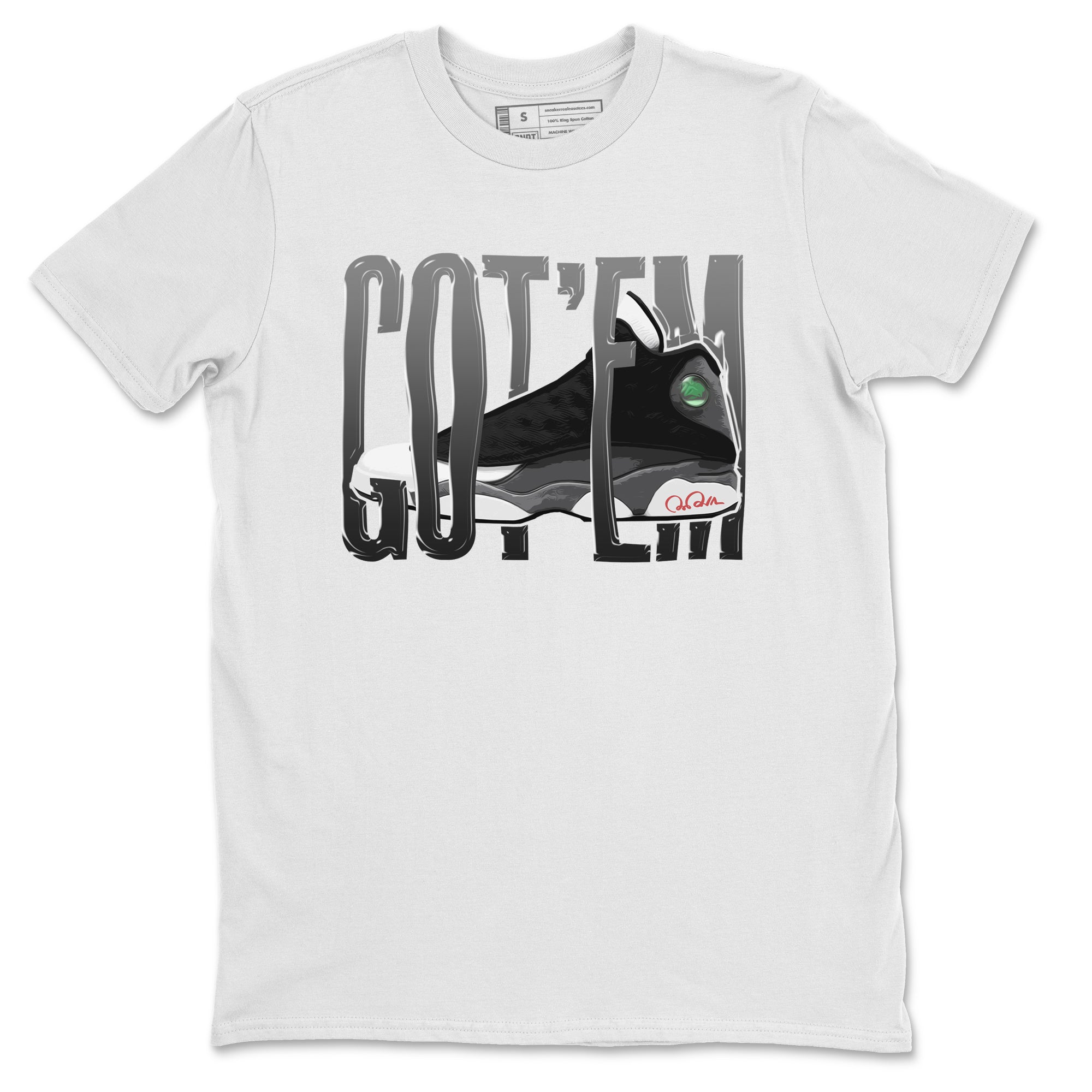 Air Jordan 13 Black Flint Sneaker Match Tees Wiggling Gotem Streetwear Sneaker Shirt AJ13 Retro Black Flint Sneaker Release Tees Unisex Shirts White 2