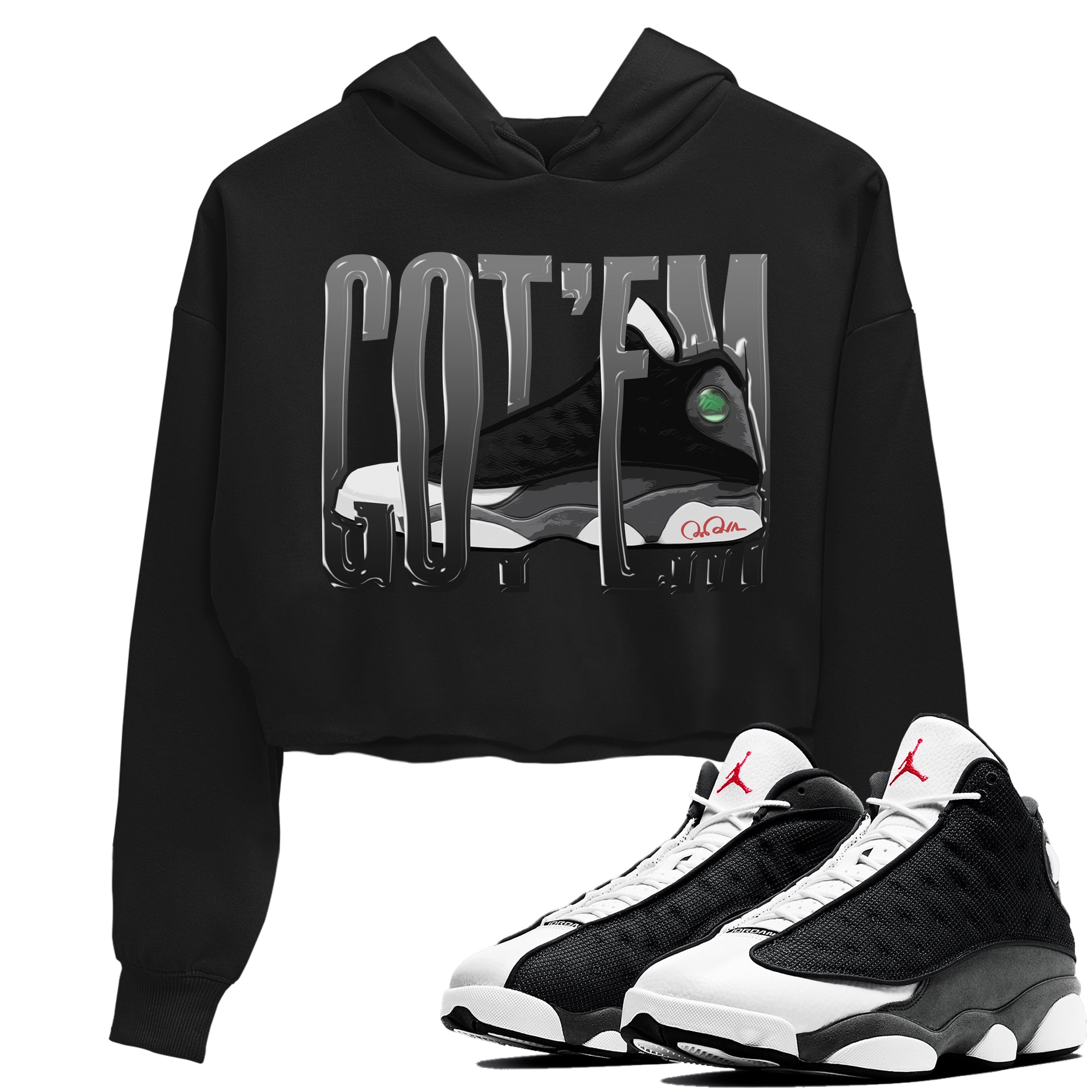 Air Jordan 13 Black Flint Sneaker Match Tees Wiggling Gotem Streetwear Sneaker Shirt AJ13 Retro Black Flint Sneaker Release Tees Women's Shirts Black 1