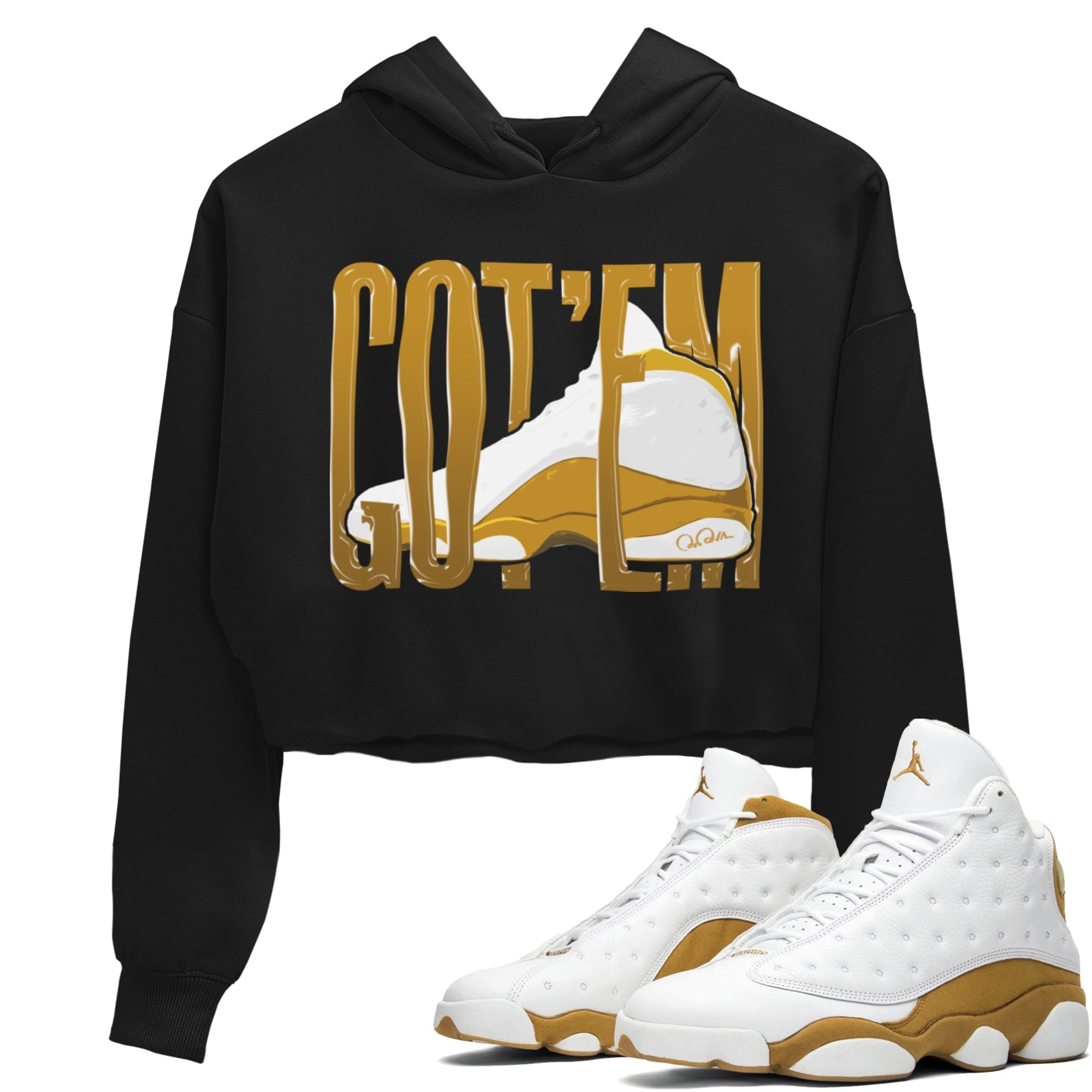 Air Jordan 13 Wheat Sneaker Match Tees Wiggling Gotem Streetwear Sneaker Shirt AJ13 Wheat Sneaker Release Tees Women's Shirts Black 1